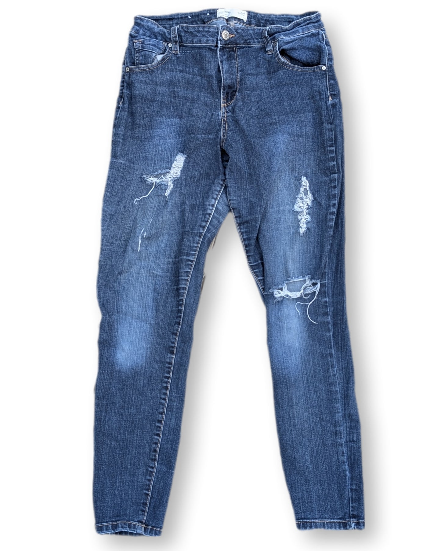 Jeans skinny taille haute avec effet usé et trous tendances | ARDÈNE | 13