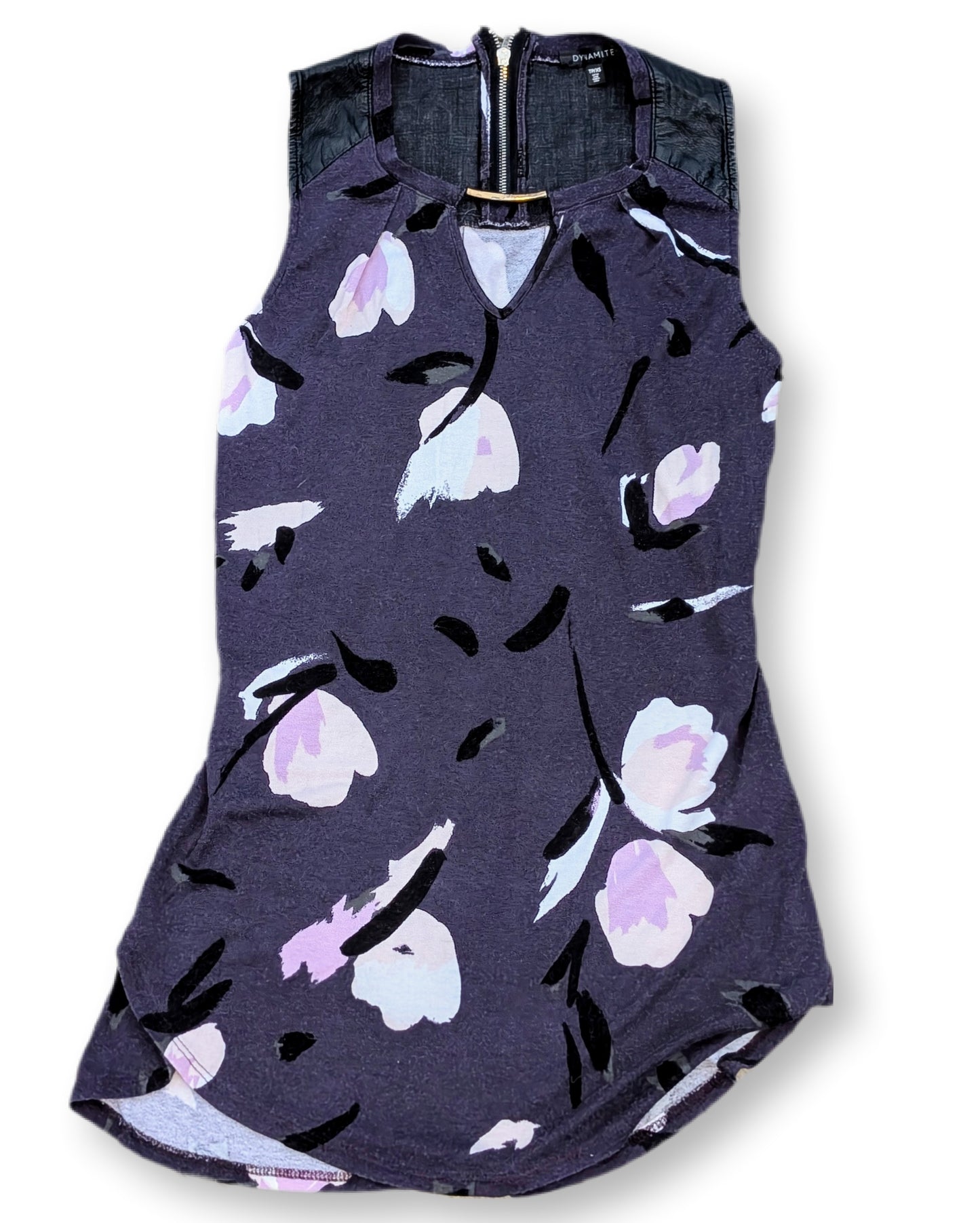 Débardeur imprimé floral et détails en cuir | DYNAMITE | XS