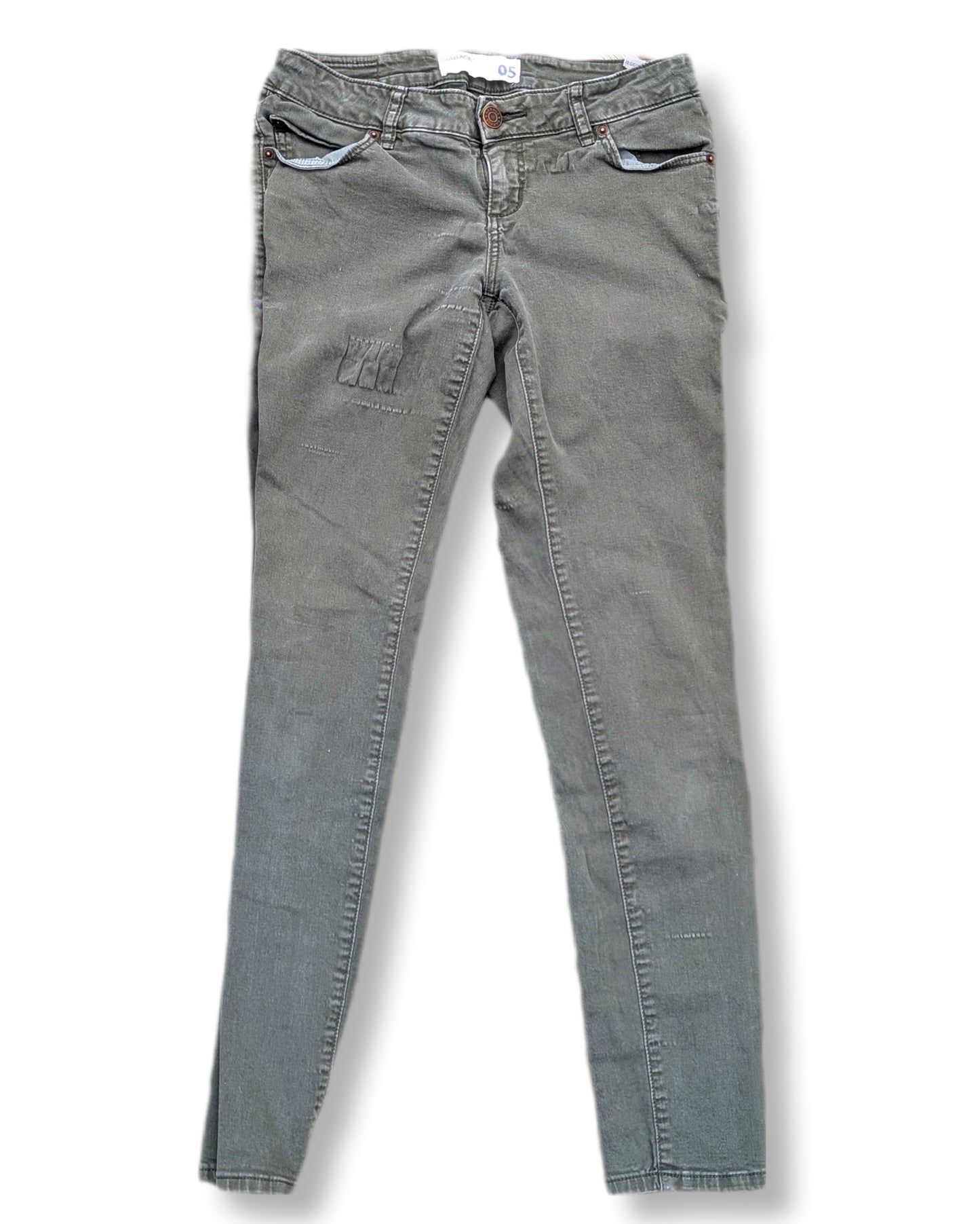 Jeans skinny vert kaki un peu délavés | Le garage | 03