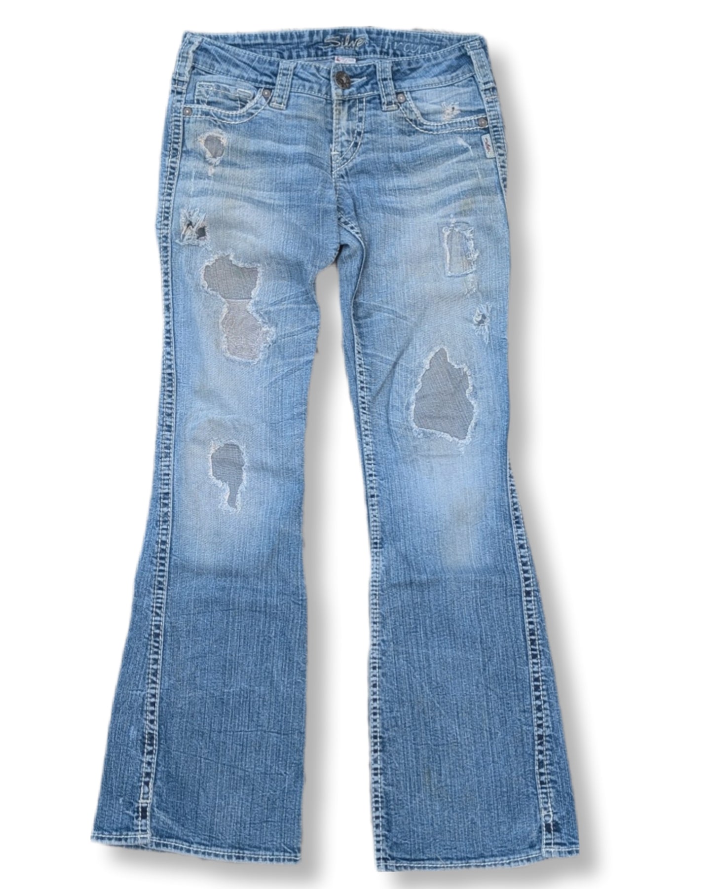 Jeans pattes d'éléphant avec patchs & "déchirures" | SilverJeans | 26
