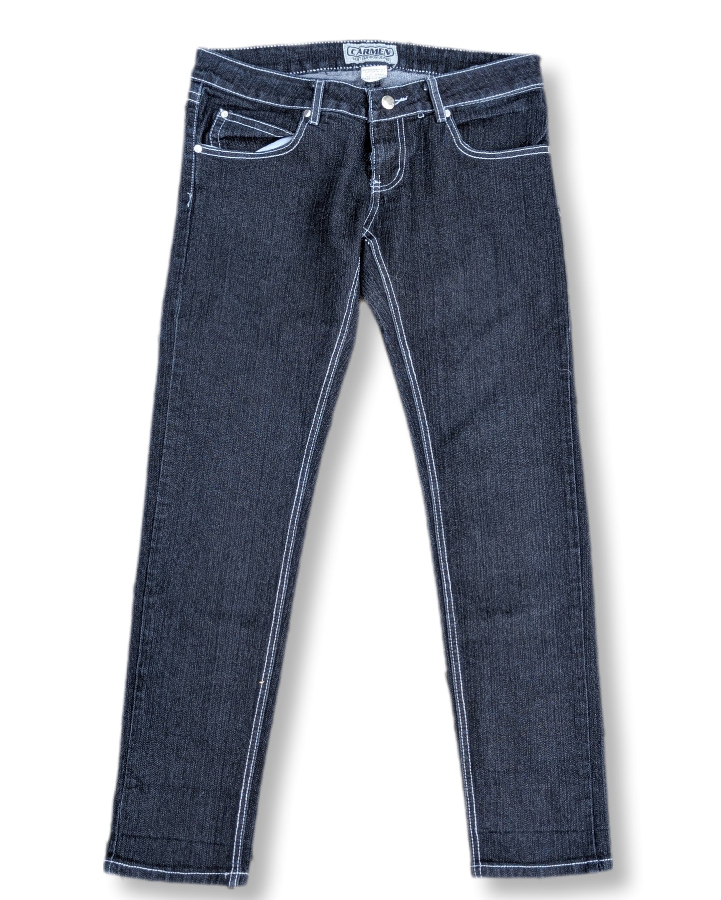 Jeans skinny couleur foncé avec couture blanche | Carmen | 13