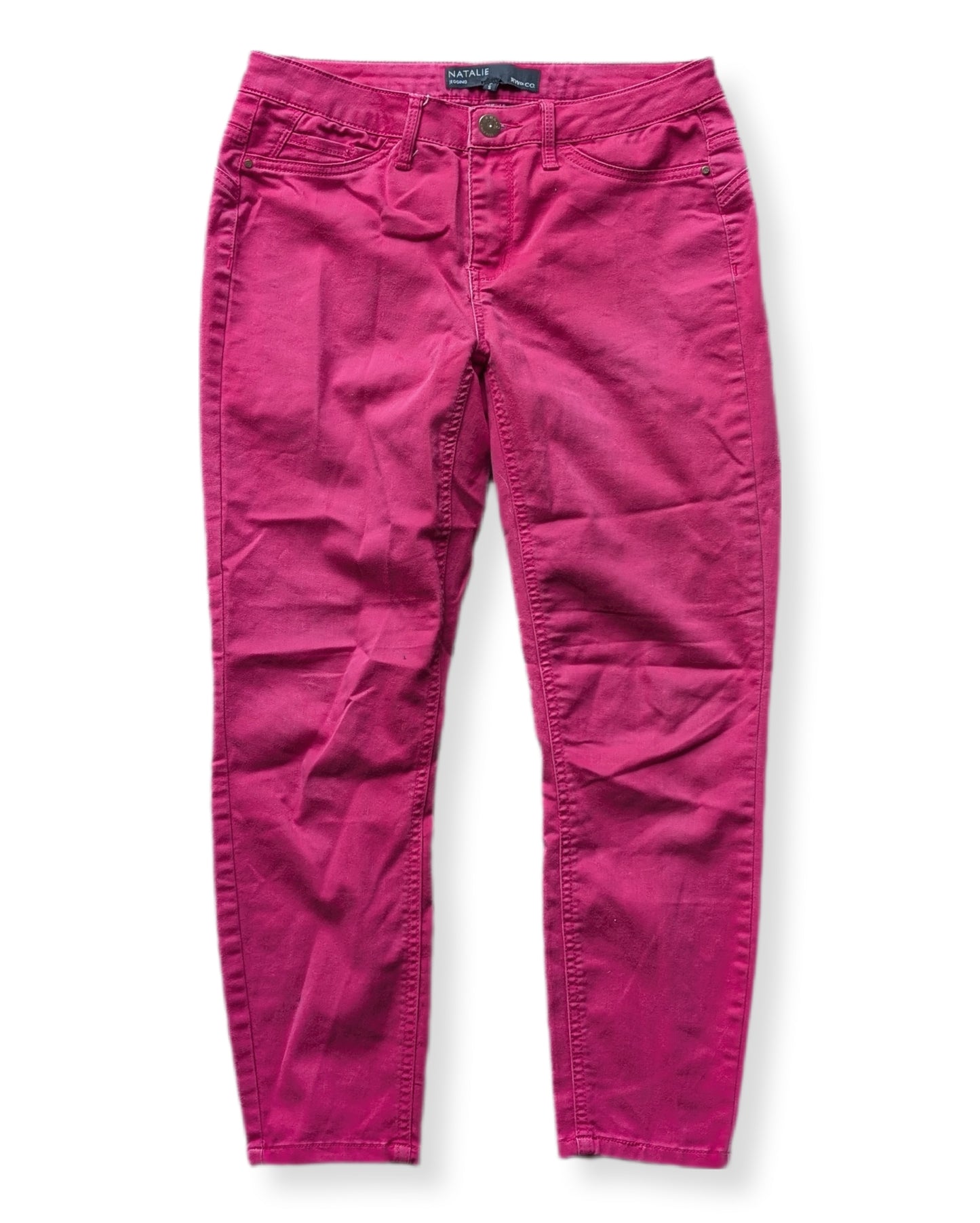 Pantalons en jeans stretch couleur framboise | Nathalie jegging | 05