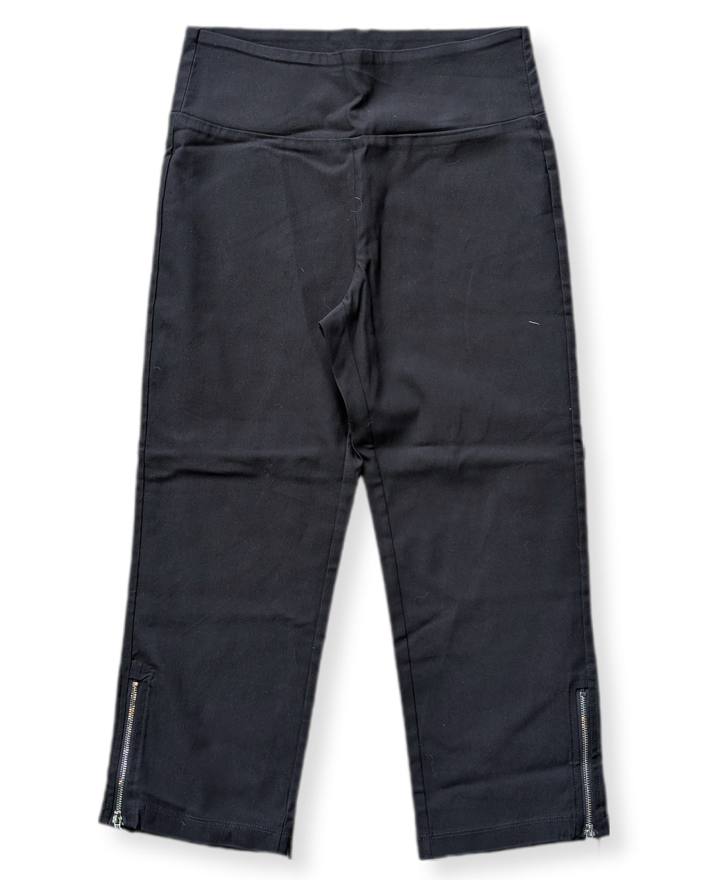 Pantalons capri taille haute avec large ceinture et zips aux cheville | SMALL