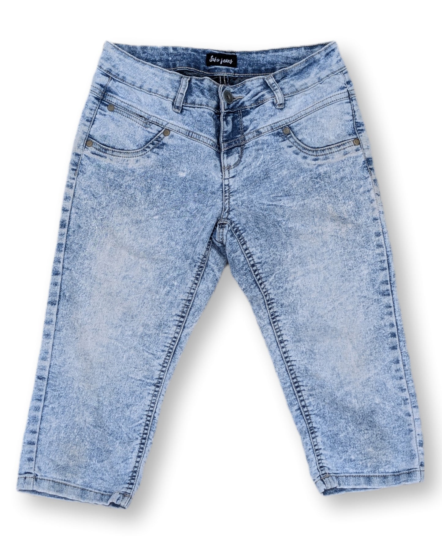 Jeans capri bleu délavé (acid wash) | SukoJeans | 02