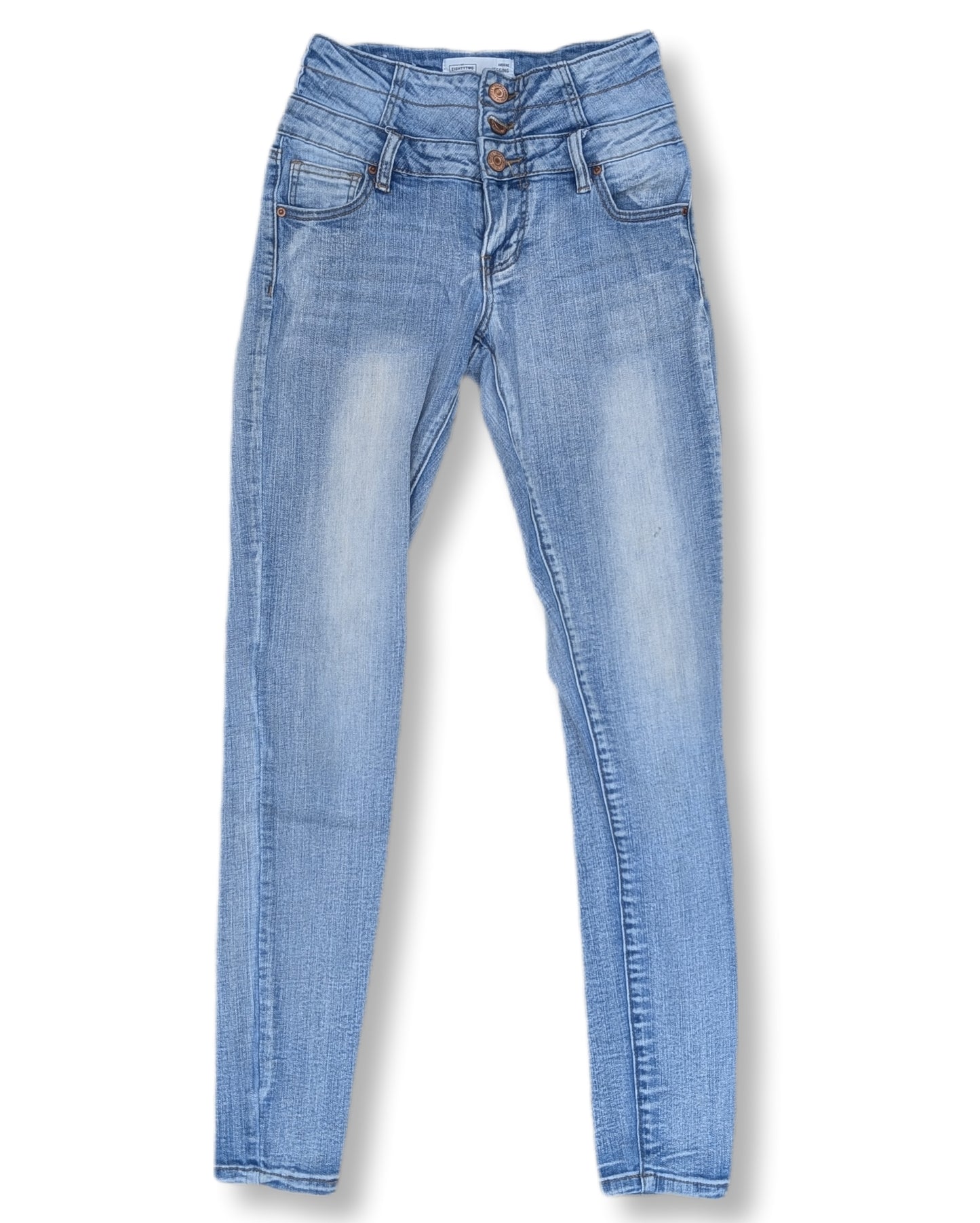 Jeans skinny taille haute à triple boutons | Ardène | 03