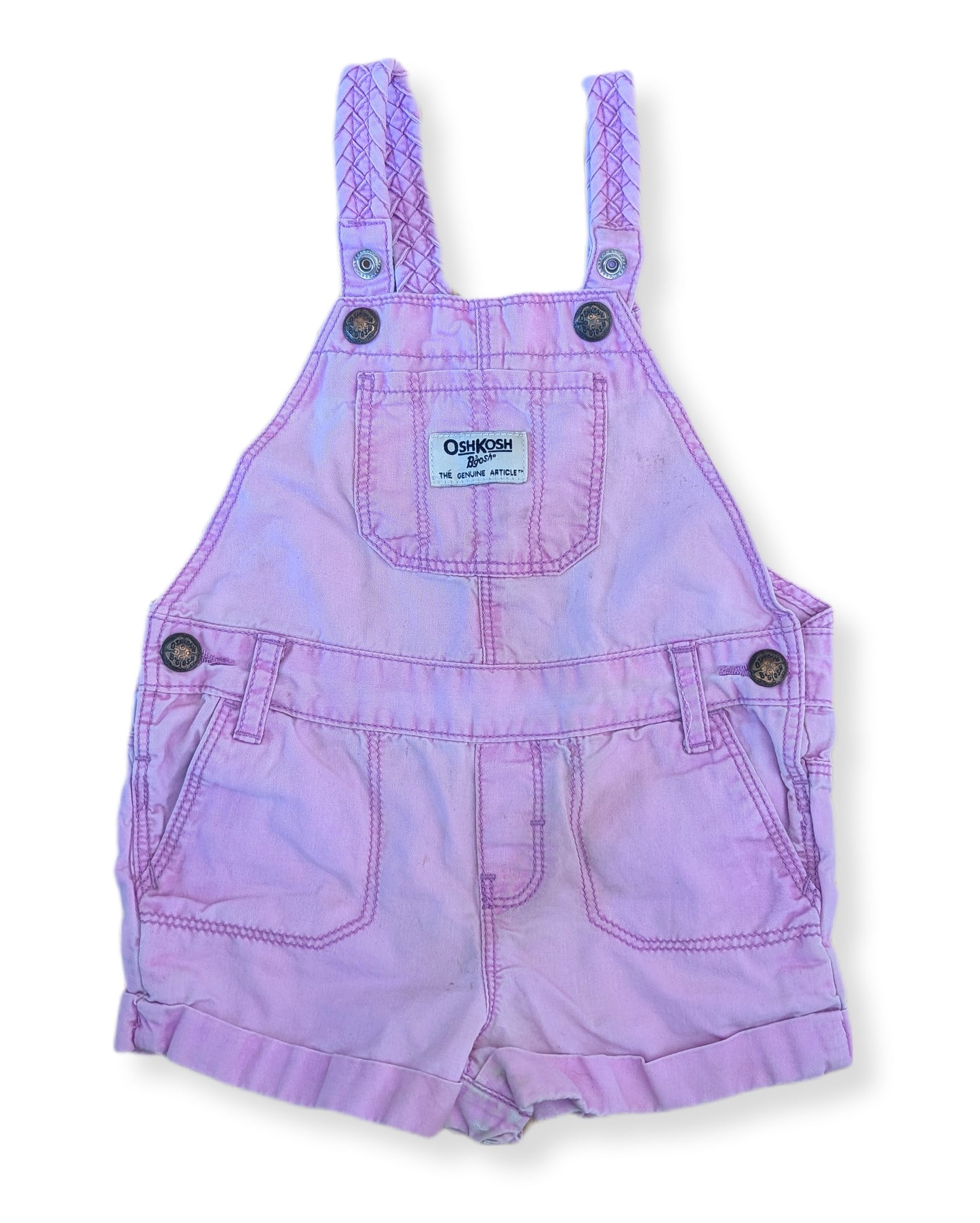 Salopette courte en jeans de couleur rose bonbon | Carter's | 9 mois