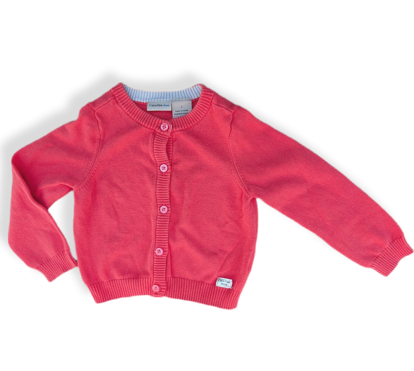 Cardigan élégant à manches longues couleur corail | Calvin Klein | 2 ans