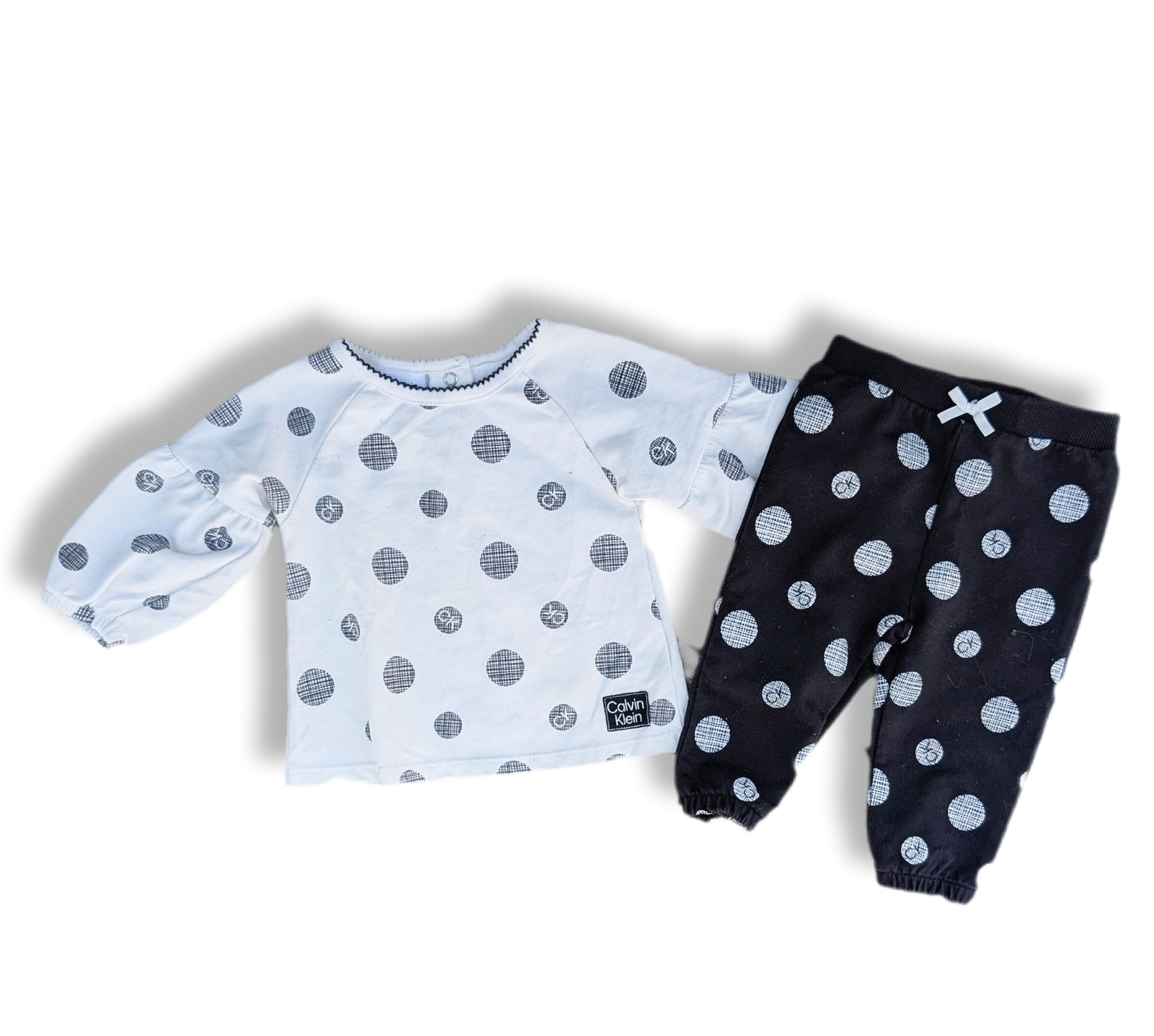 Ensemble 2 pièces à manches longues et imprimé de pois | Calvin Klein | 3-6 mois