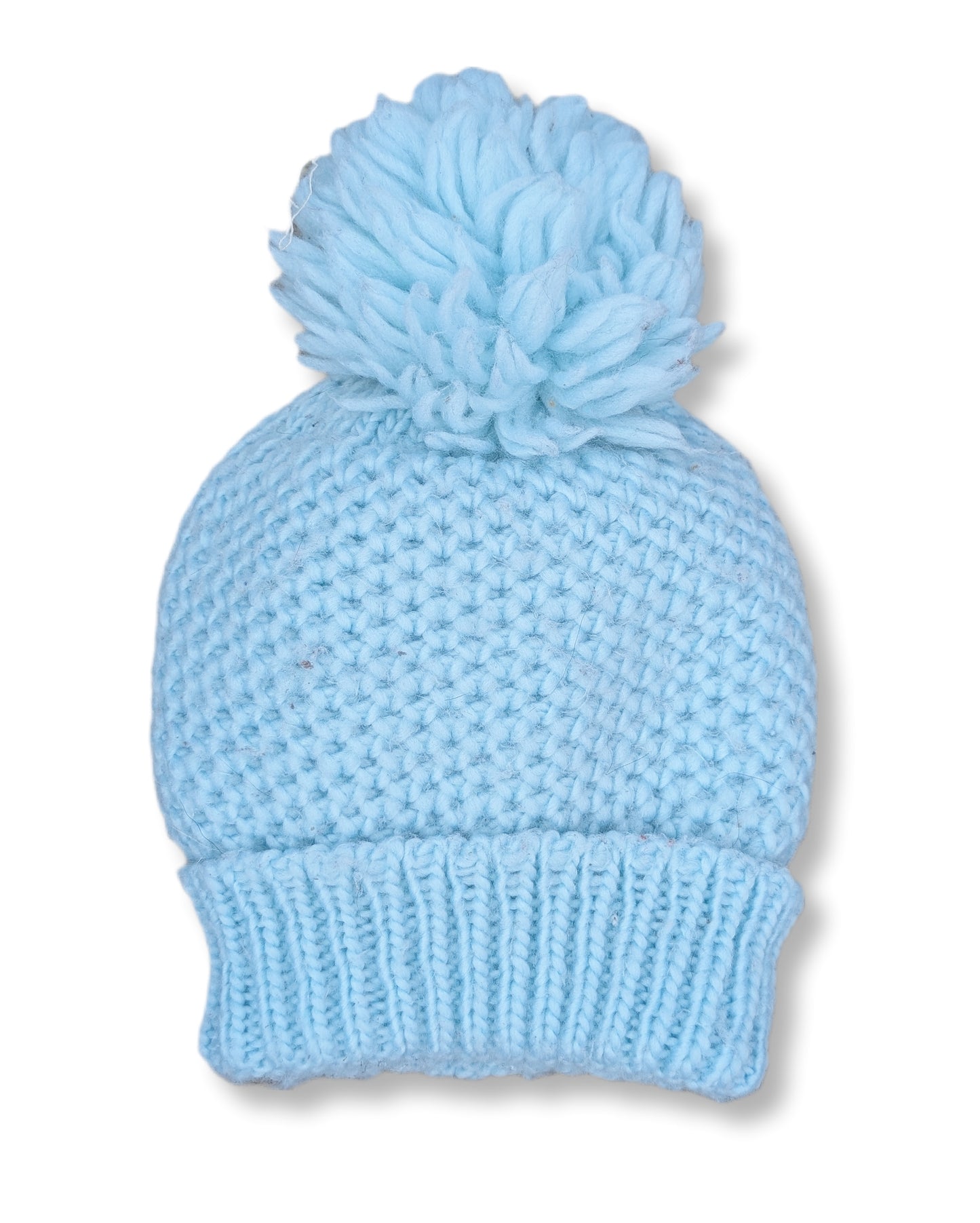 Tuque en tricot bleu clair avec pompon géant assorti | T/U