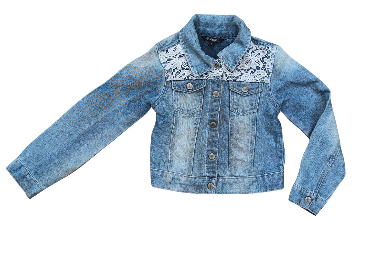 Manteau de jeans délavé avec détails de dentelle aux épaules | George | 6 ans