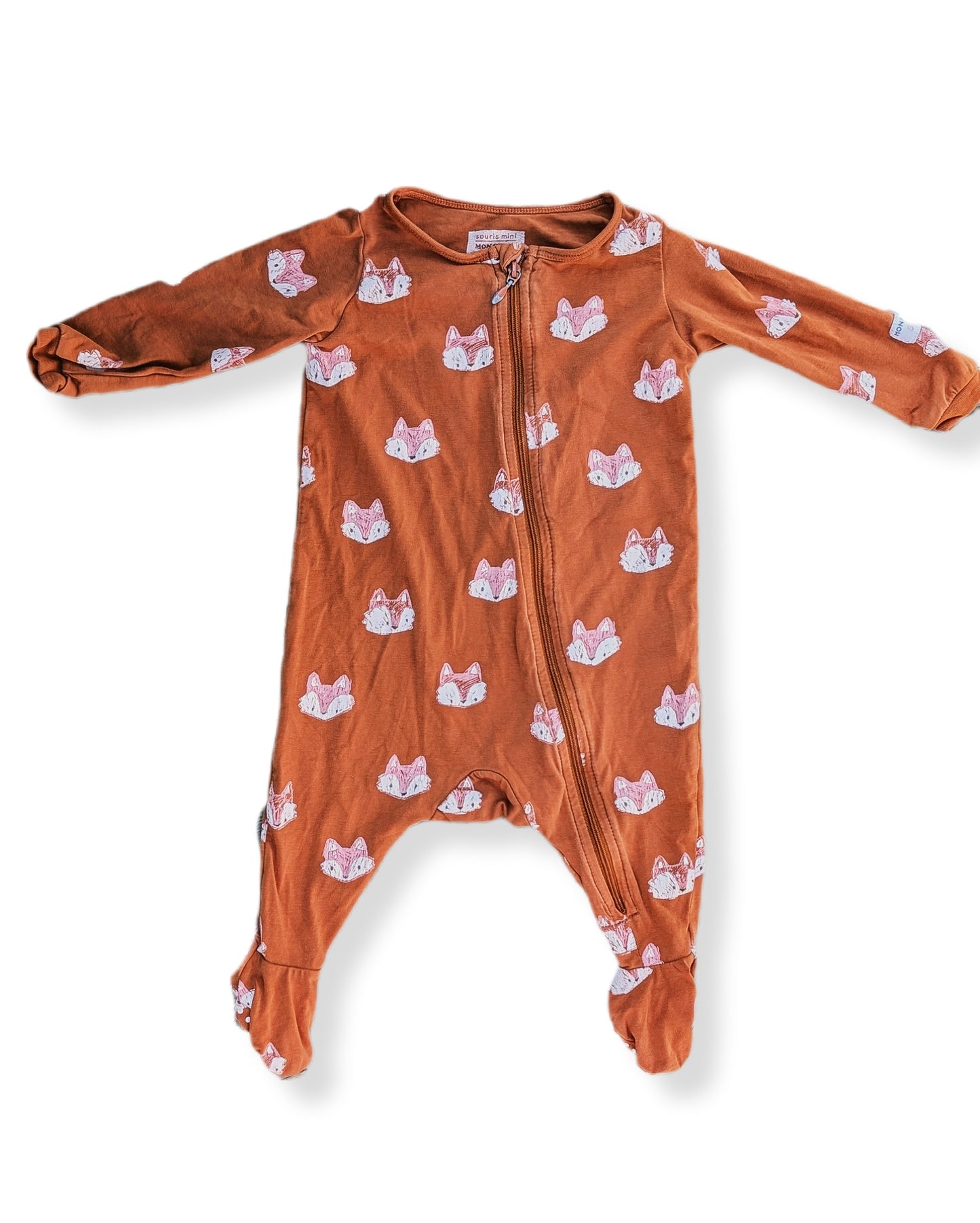 Pyjama en coton doux à manches longues & fermeture éclair | Souris-mini | 6-9 mois