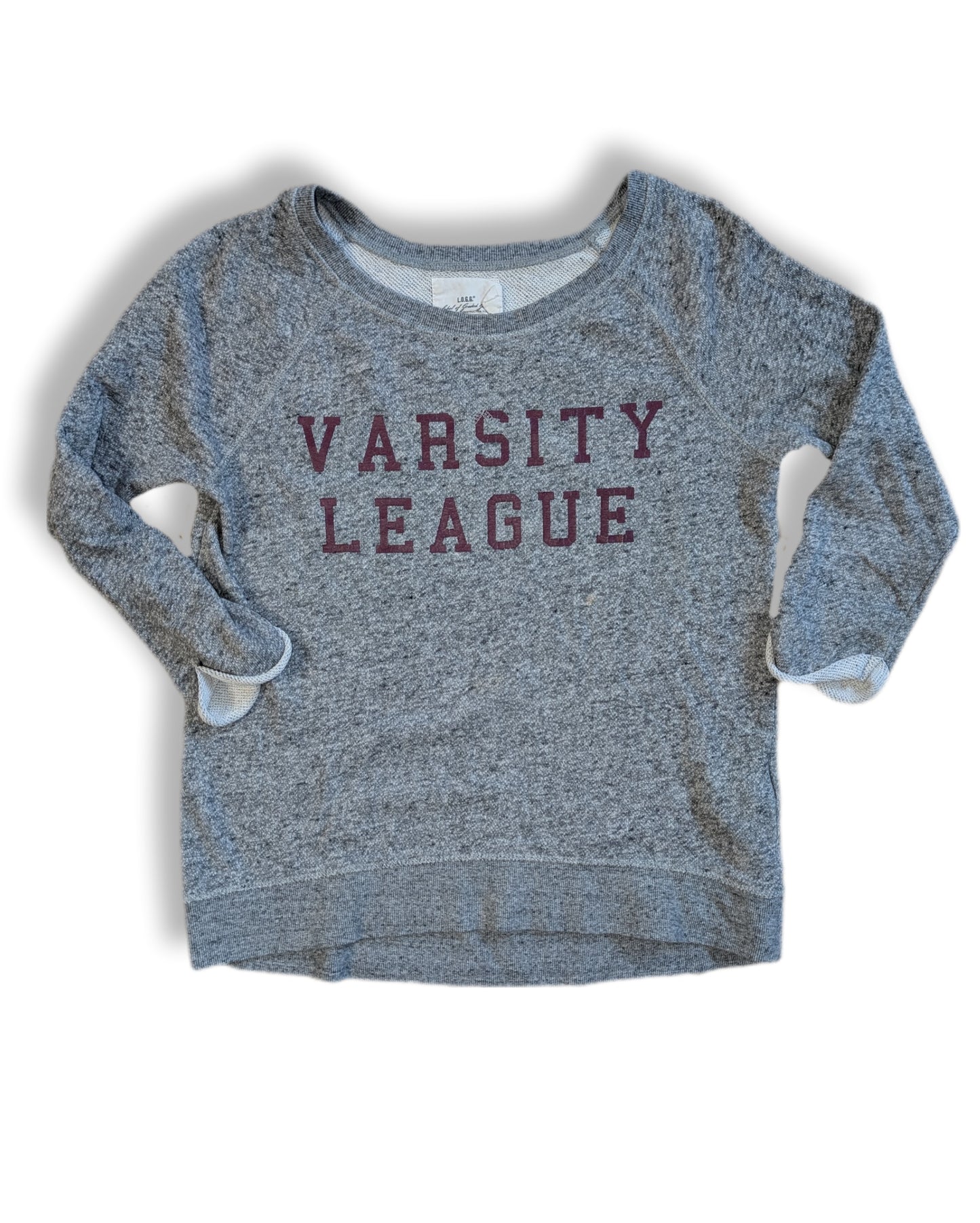 Chandail gris chiné à manches longues style universitaire | H&M | MÉDIUM