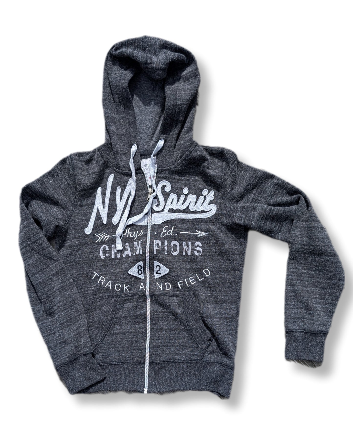 Chandail à capuchon gris avec fermeture éclair, coupe ajustée | Ardène | MÉDIUM