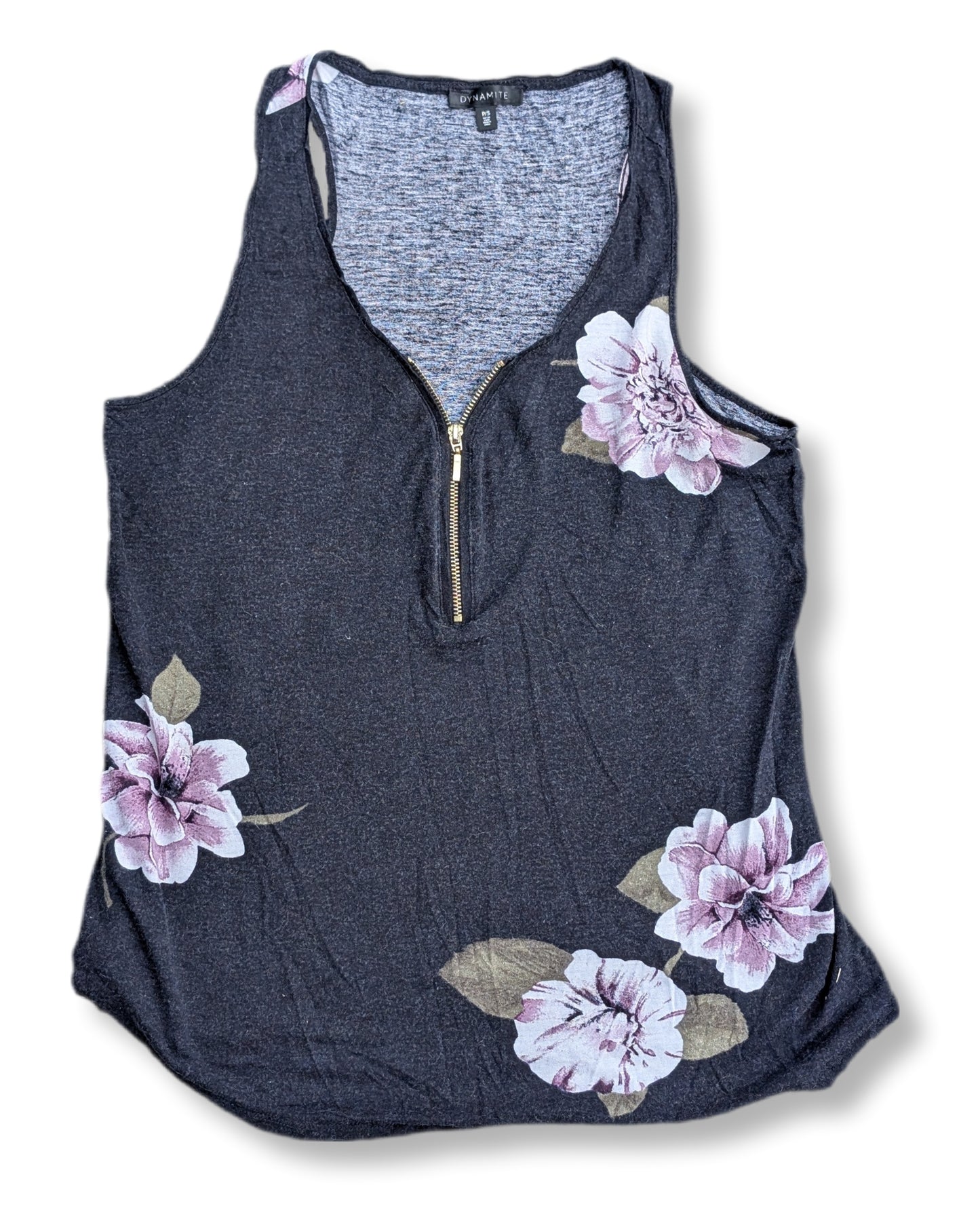 Débardeur floral & zippé avec col en V de couleur prune | Dynamite | SMALL