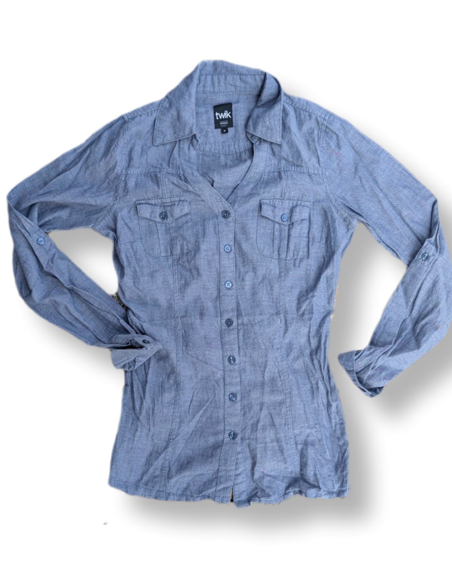 Chemise en denim léger avec coupe ajustée & manches longues | TWIK | SMALL