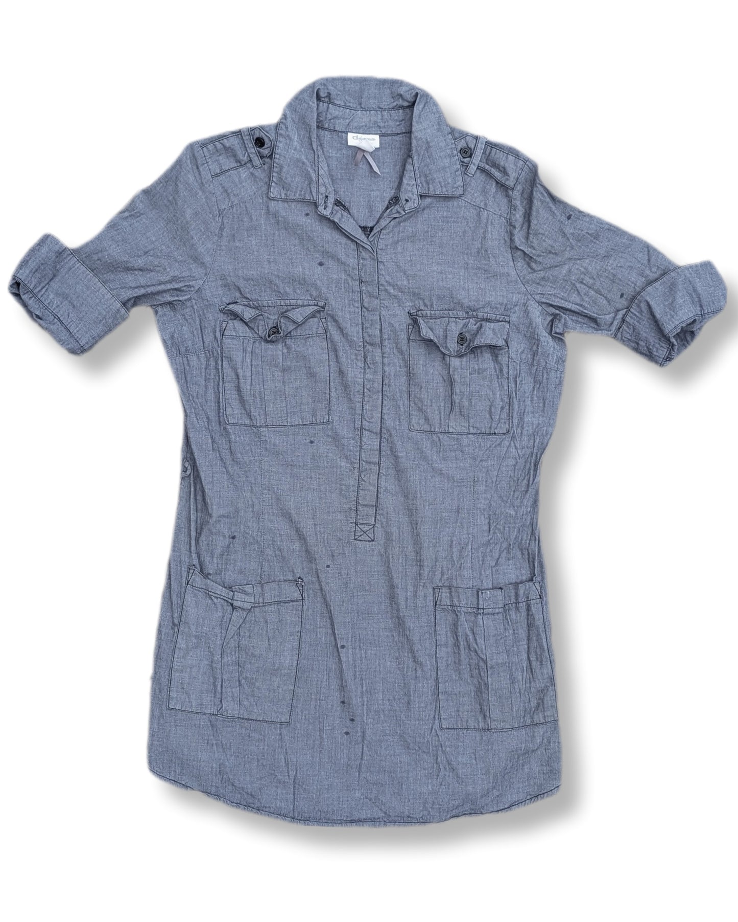 Robe chemise courte et décontractée avec manches roulées | L