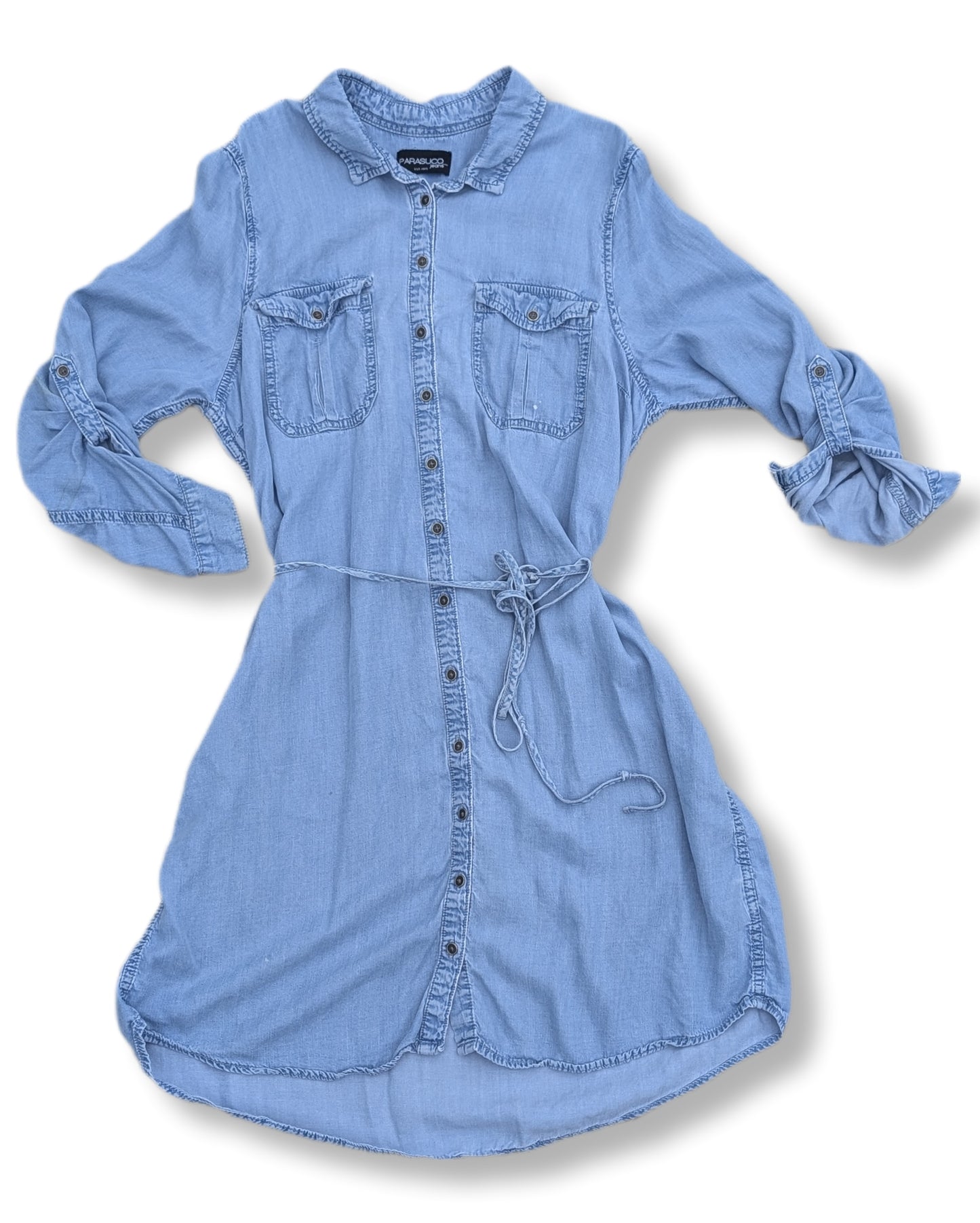 Robe-chemise longue en denim clair | XL
