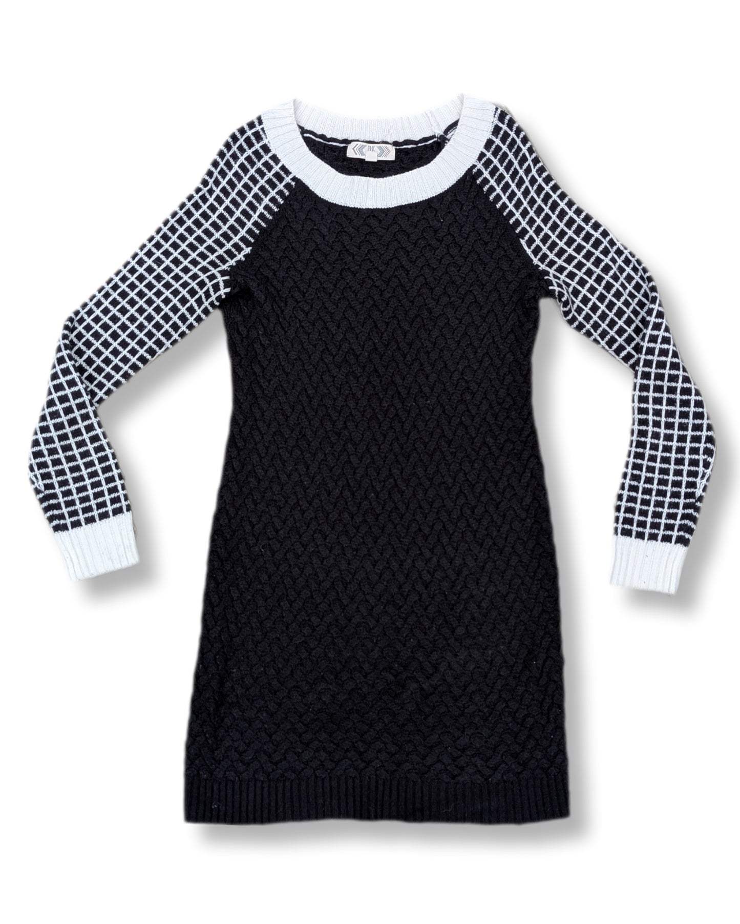 Robe en tricot aux manches longues motif damiers | M