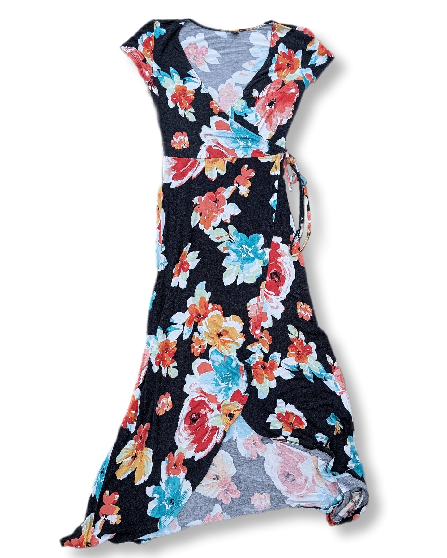 Robe portefeuille très longue avec col en V | S