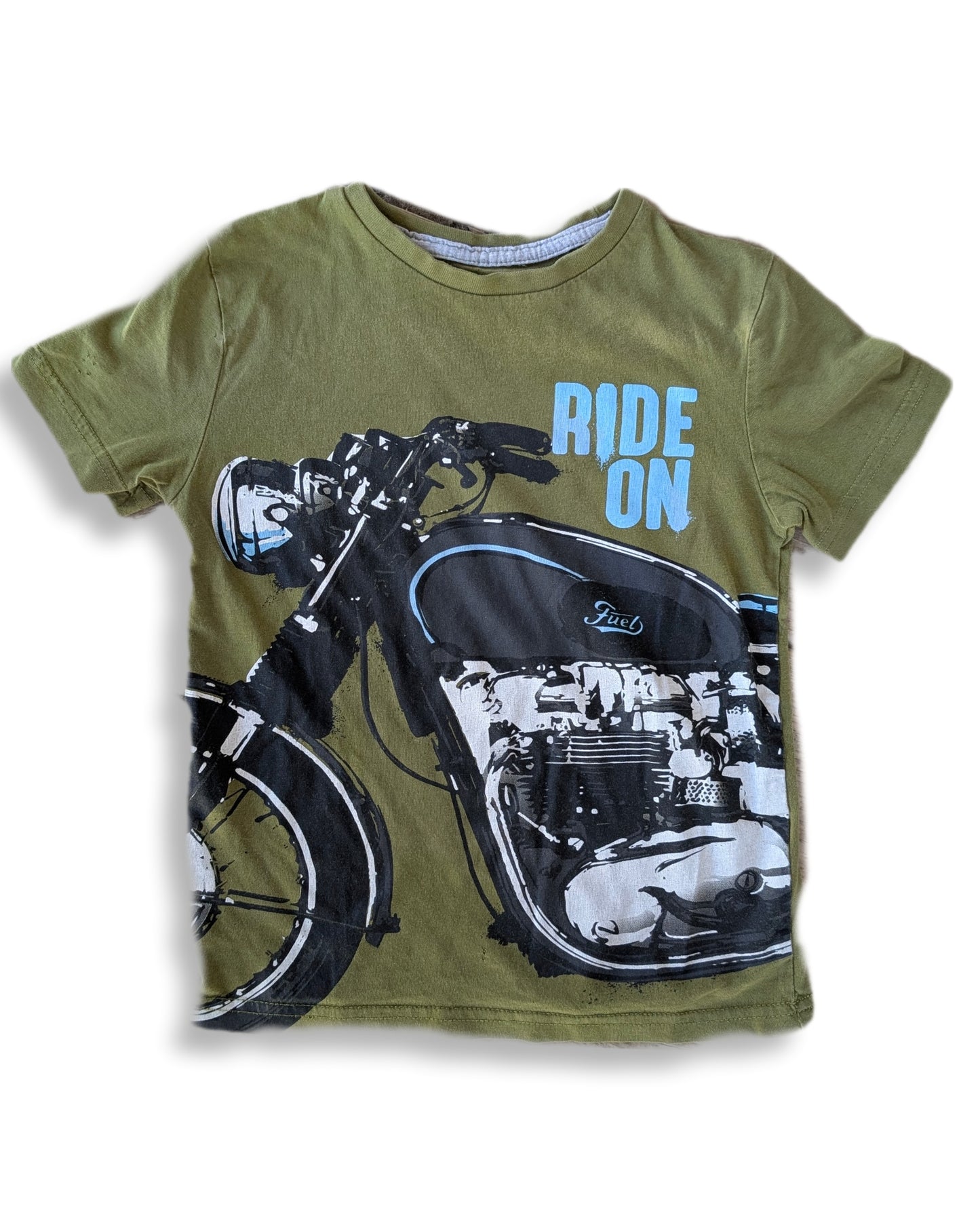 T-shirt manches courtes kaki avec moto | GEORGE | 4-5 ans