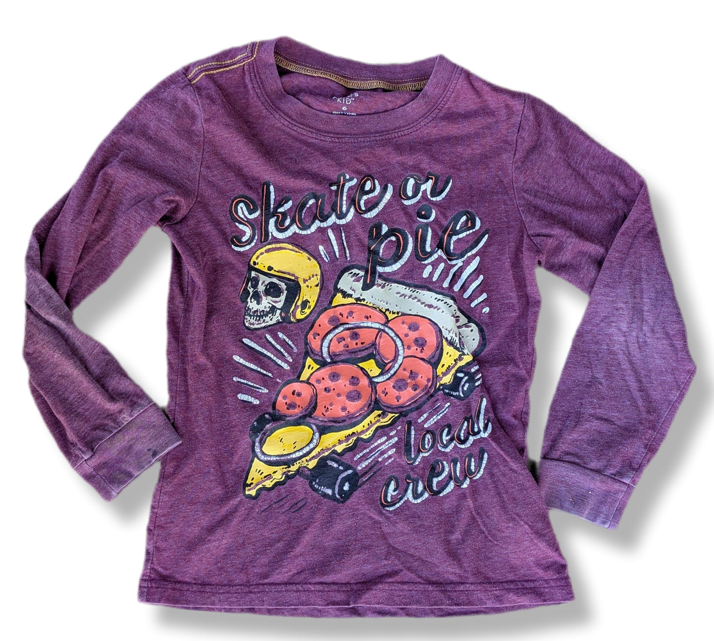 T-shirt à manches longues couleur prune chiné, avec motif 'Skate or Pie' | CARTER'S | 6 ans