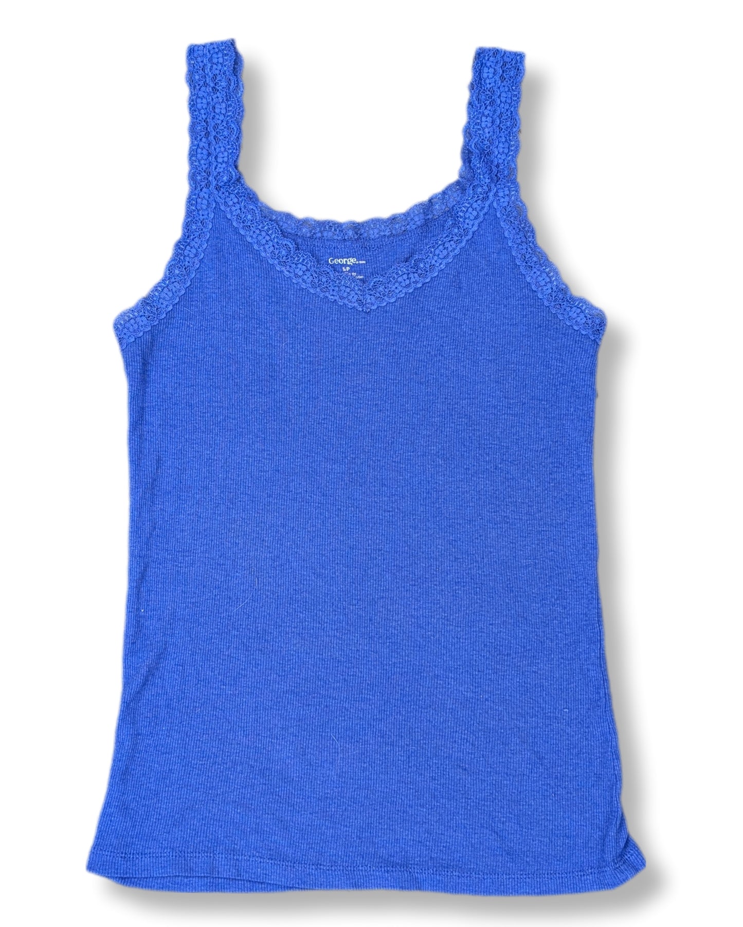 Camisole côtelée avec bretelles en dentelle | George | SMALL