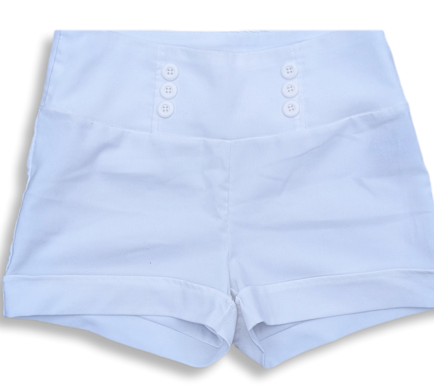 Shorts blancs décontractés avec boutons décoratifs | MÉDIUM