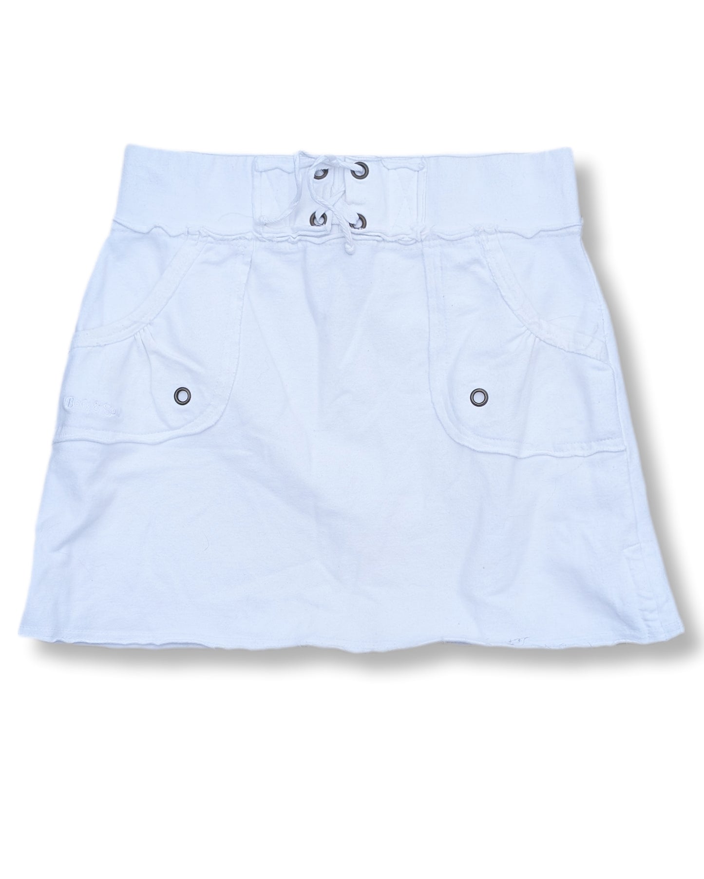 Jupe blanche en coton avec laçage à la taille | MÉDIUM