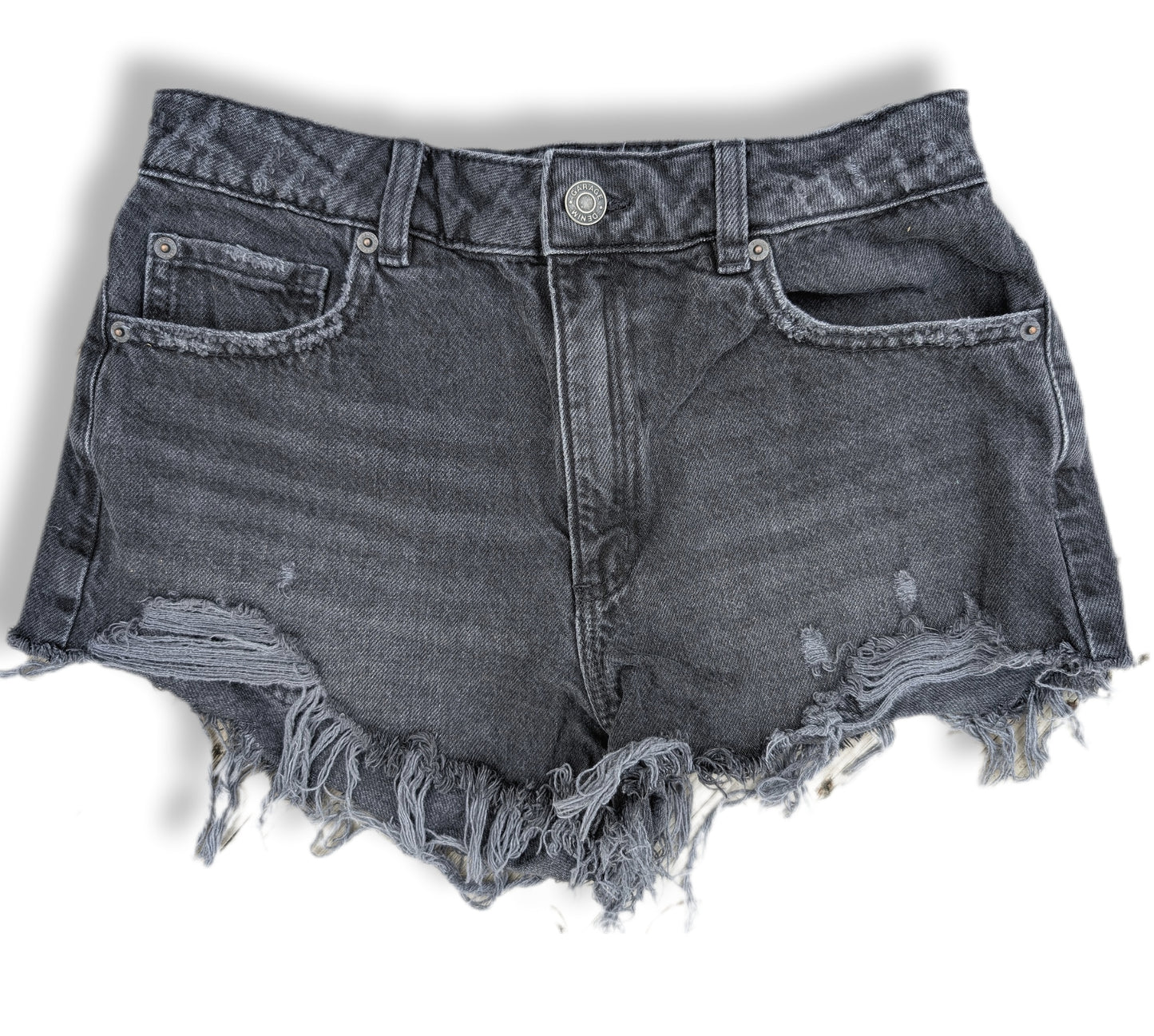 Shorts en denim noir délavé avec effet effiloché | Le garage | SMALL