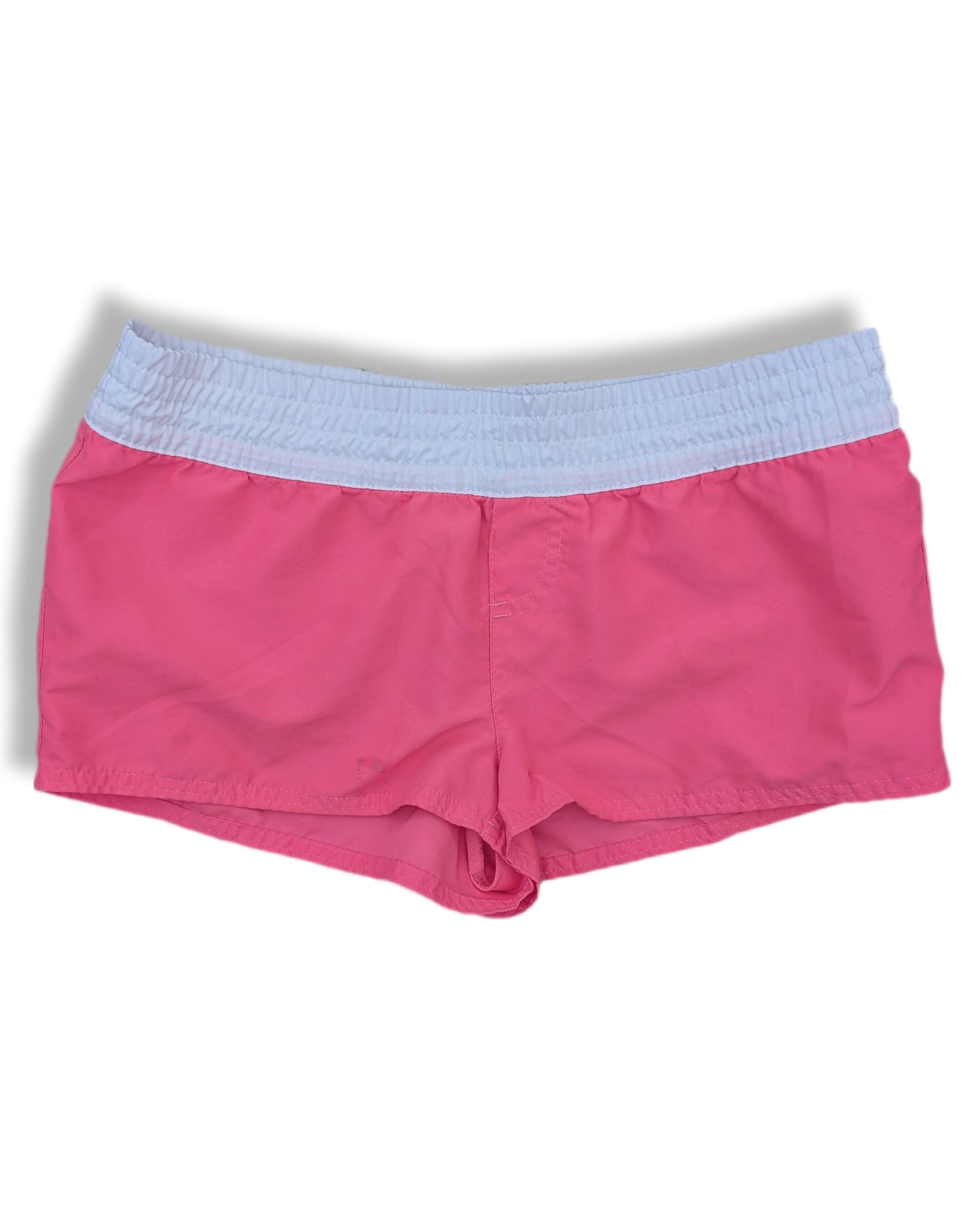 Shorts de bain fuchsia avec bande froncée blanche | Small