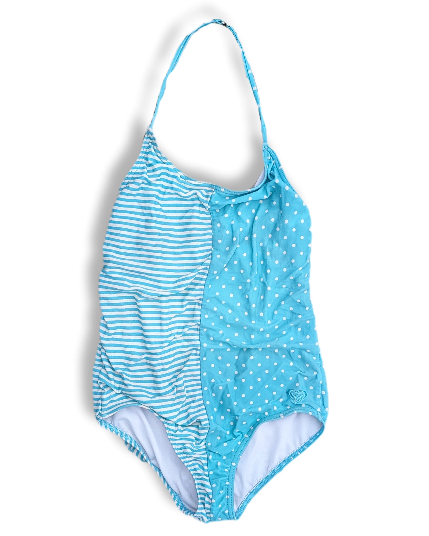 Maillot de bain une-pièce licou à rayures & pois (pas étiquette) | environ 6-7 ans