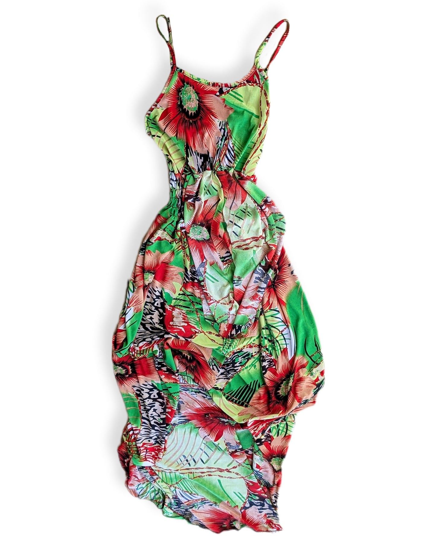 Robe maxi longue multicolore à bretelles fines (sans étiquettes) | environ XS