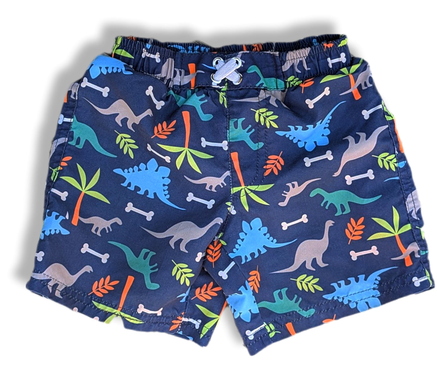 (bébé) Shorts de bain marine à motifs de dinosaures | (sans étiquette) ~ 12 mois