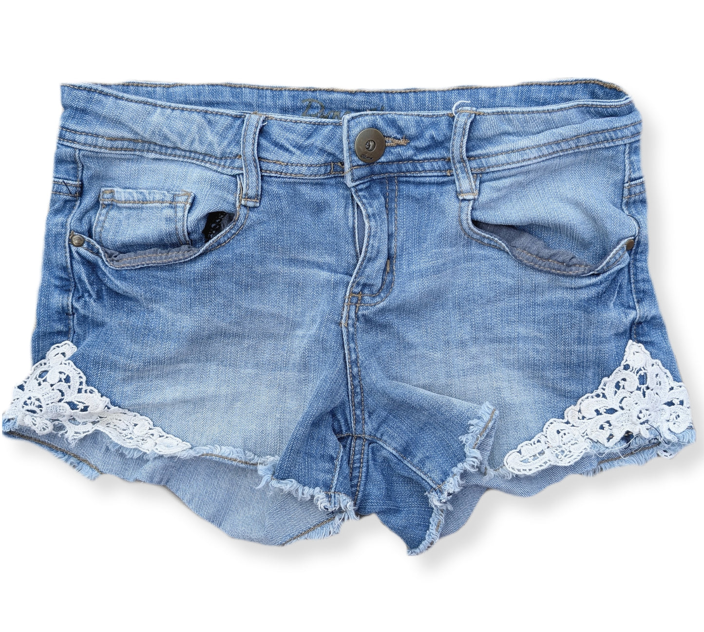 (Ado) Shorts en denim délavé avec bordure en crochet | 16 ans