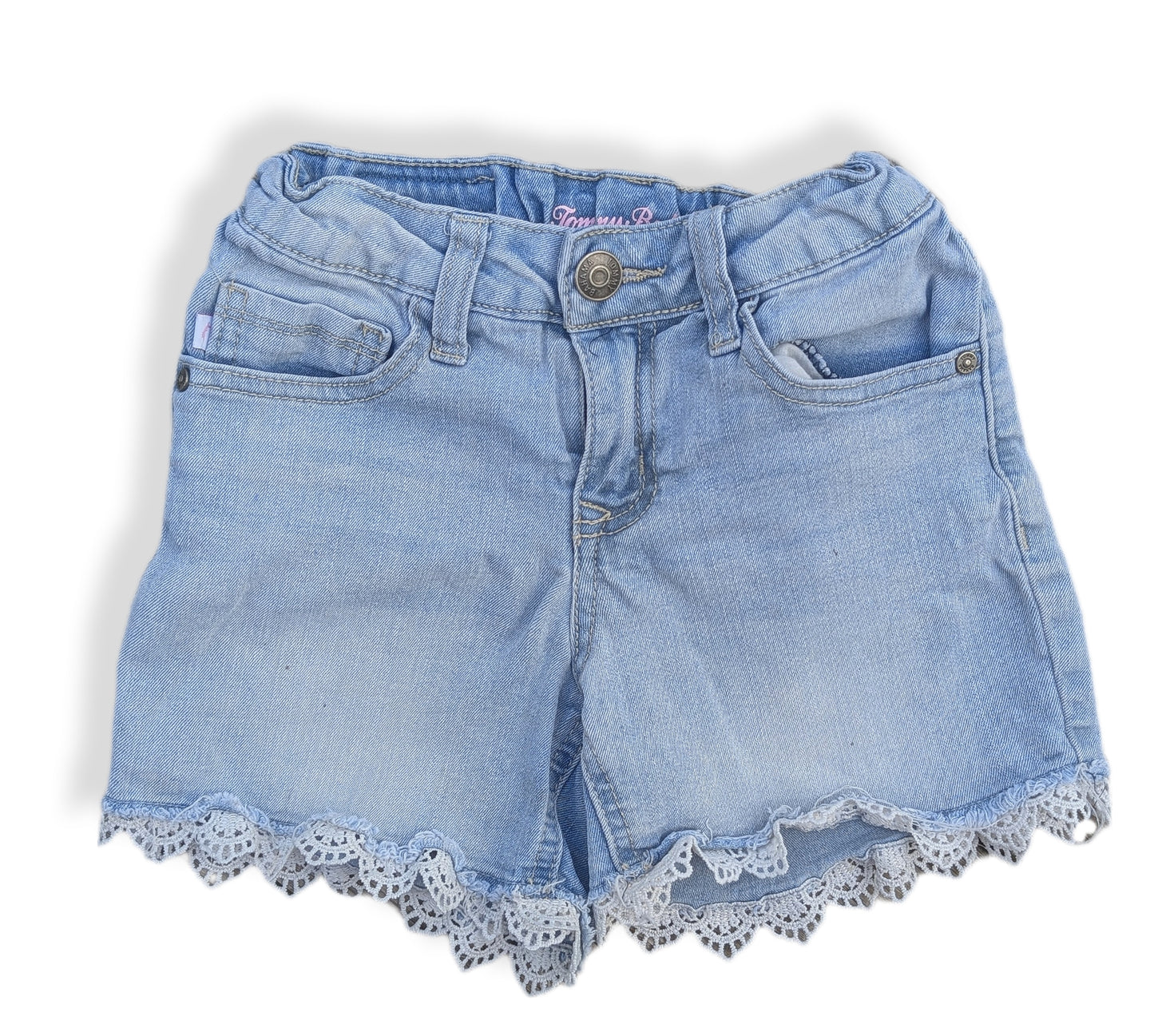 Short en jean clair avec rebord en dentelle | 7-8 ans