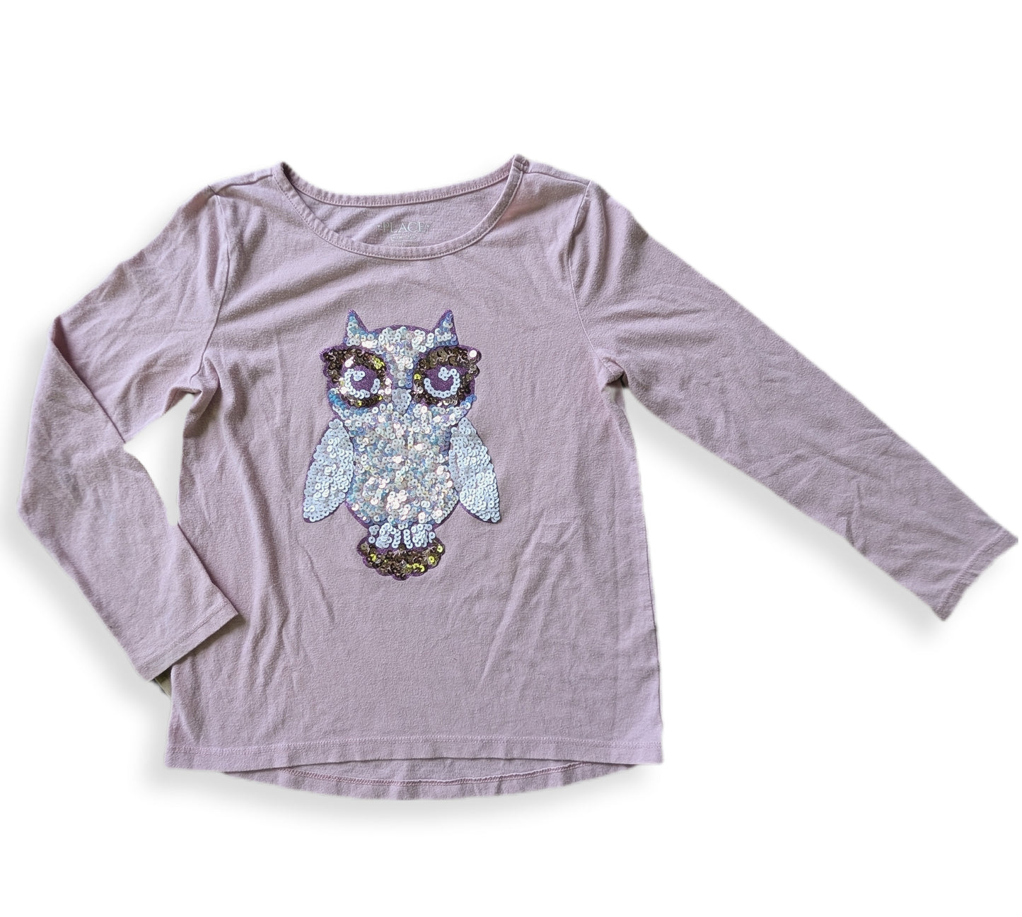 T-shirt à manches longues mauve avec hibou scintillant | THE CHILDREN'S PLACE | 7-8 ans