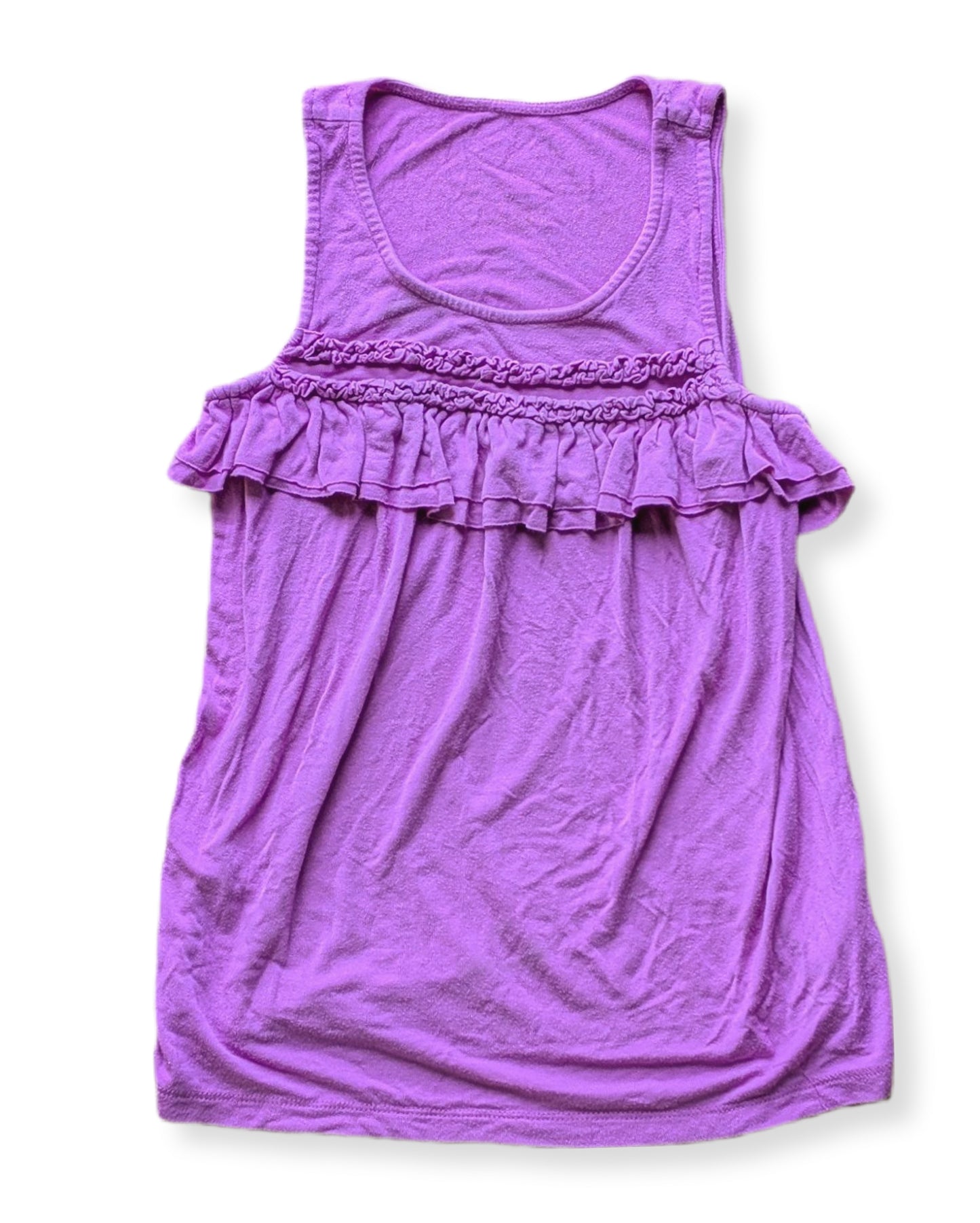 Débardeur sans manches lilas avec encolure arrondie et froufrous | 7-8 ans