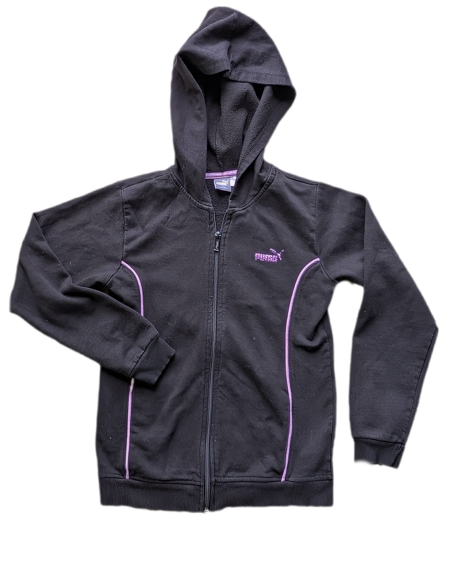(Ado) Chandail à capuchon noir zippé avec détails violets | PUMA | 16 ans