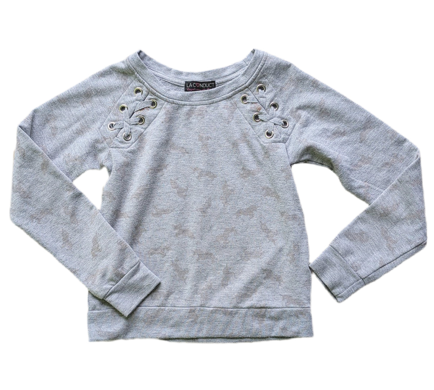 Chandail à manches longues couleur gris avec lacets et Œillets | 7-8 ans