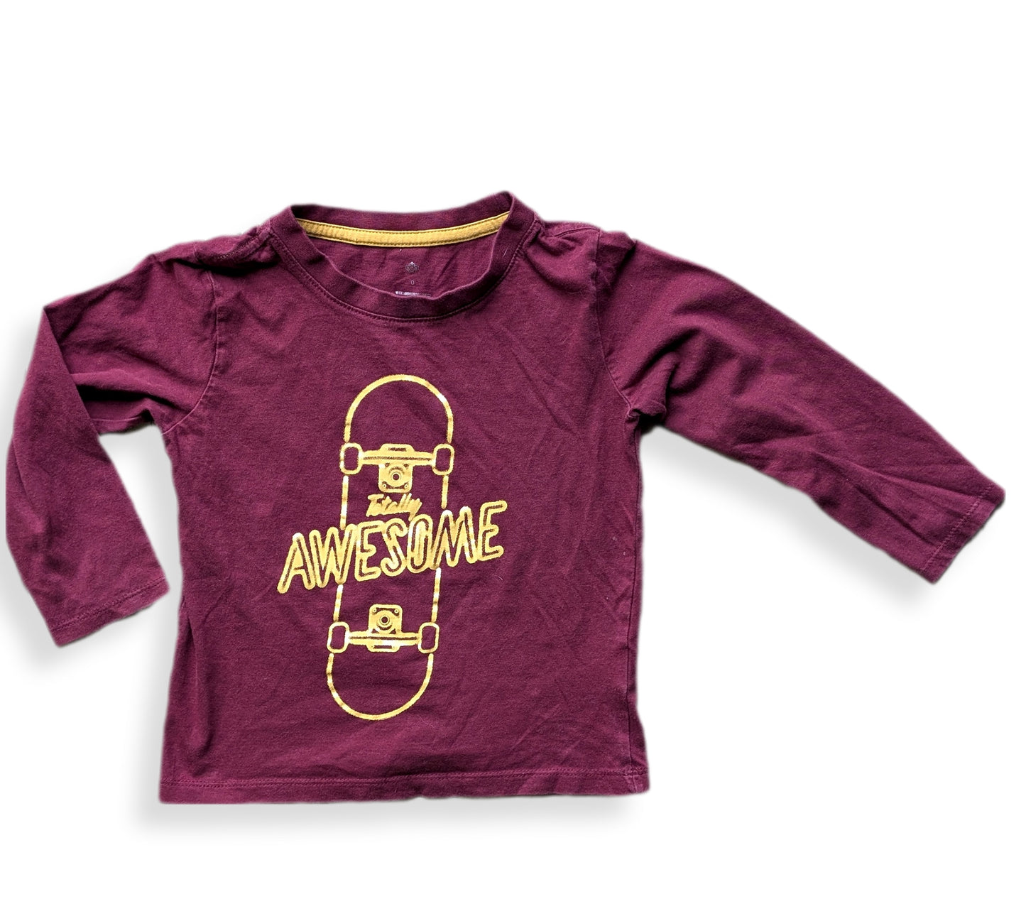 T-shirt à manches longues couleur prune avec motif de planche à roulettes | GEORGE | 5 ans