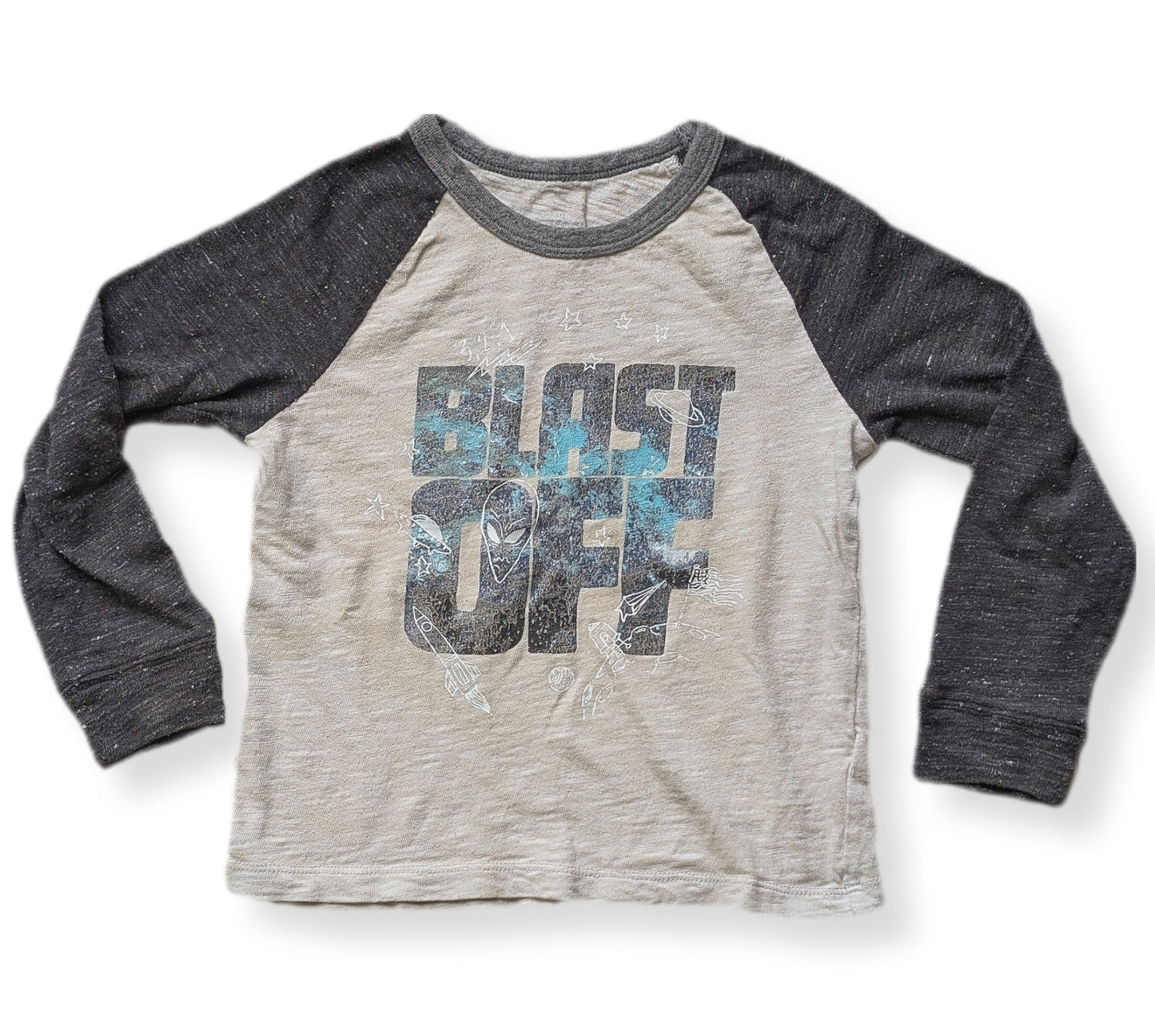 T-shirt à manches longues de style baseball, beige & manches grises | CARTER'S | 5 ans