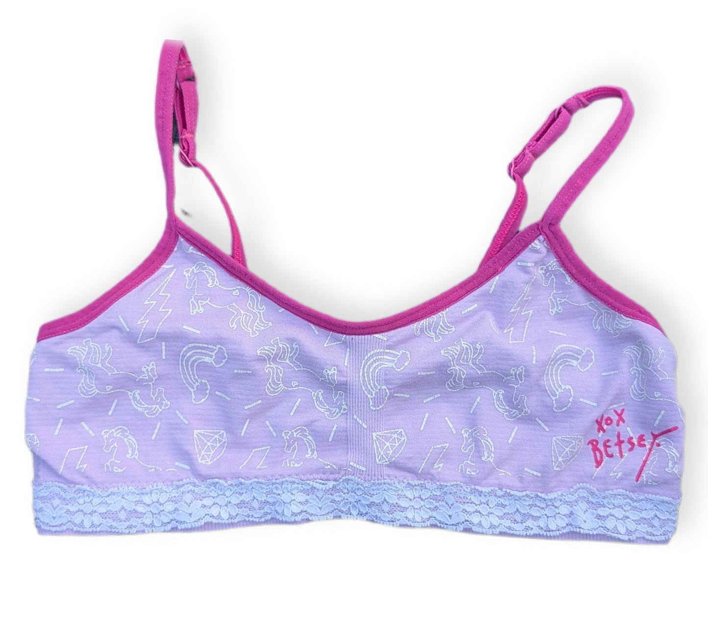 (Ado) Bralette sans armatures imprimé dentelle licorne 🦄 & arc-en-ciel 🌈 | 10/12 ans