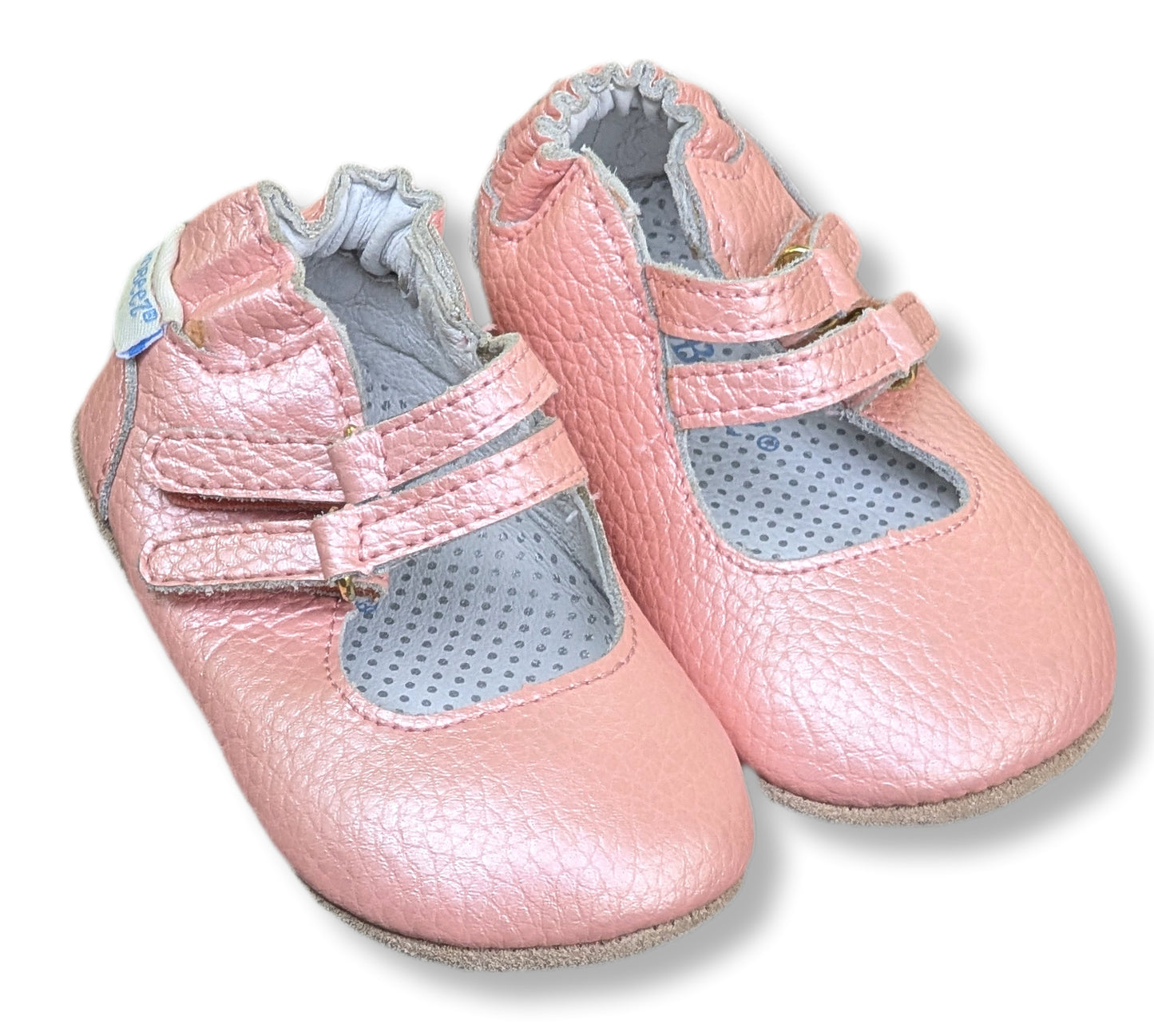 Chaussons pour premiers pas rose pâle avec velcros | Robeez | 6-9 mois
