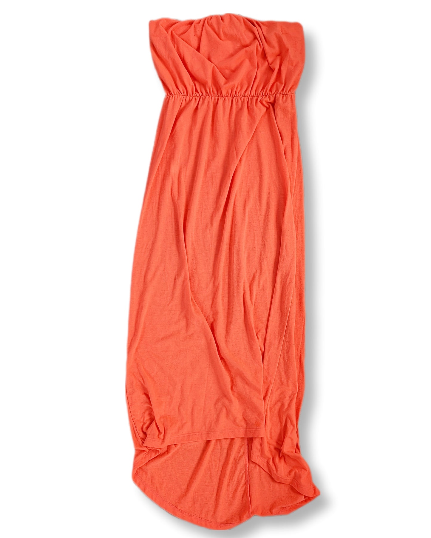 Robe bustier orange brûlé très longue sans bretelles | L
