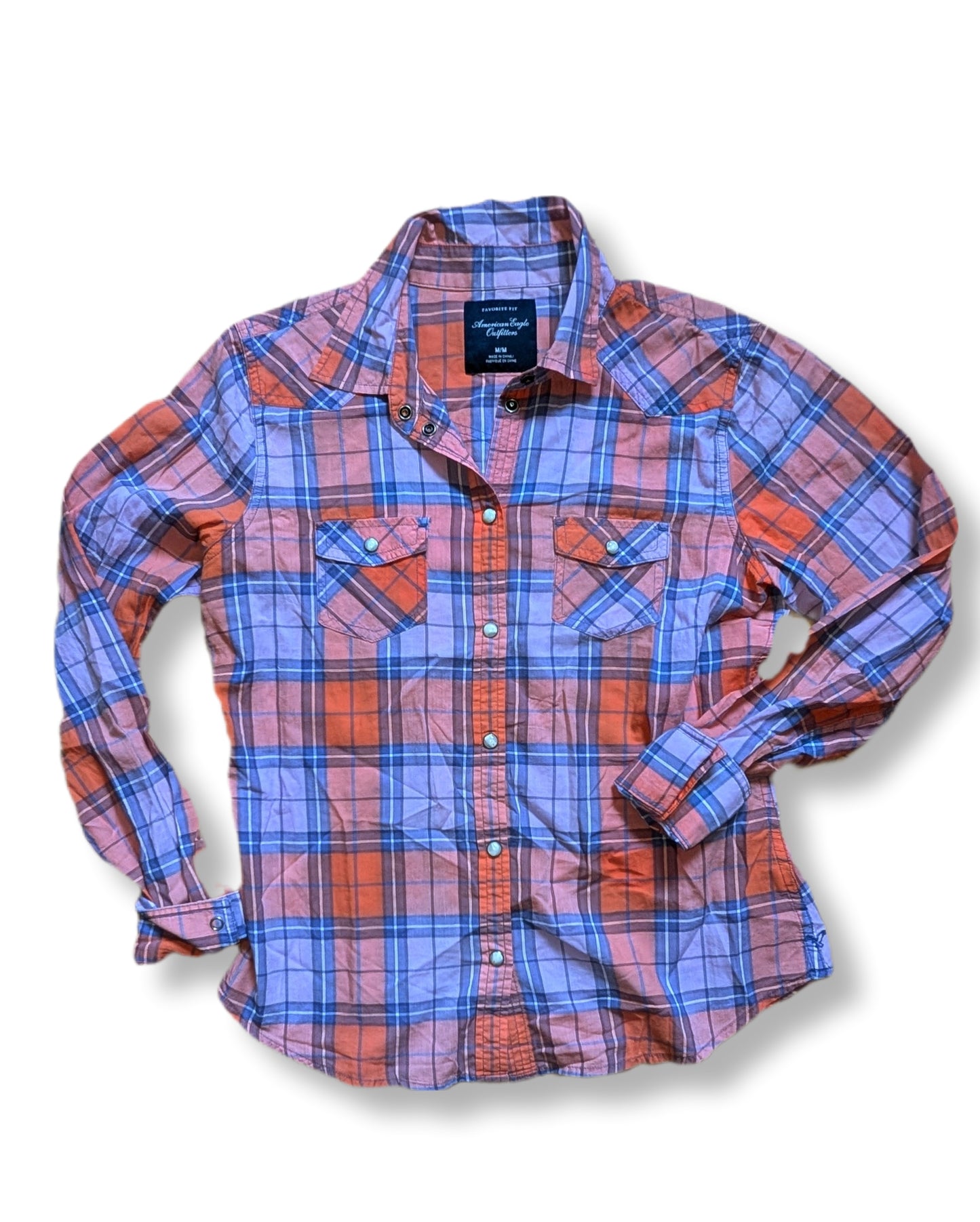 Chemise à manches longues de style western avec coupe ajustée | American Eagle | MÉDIUM