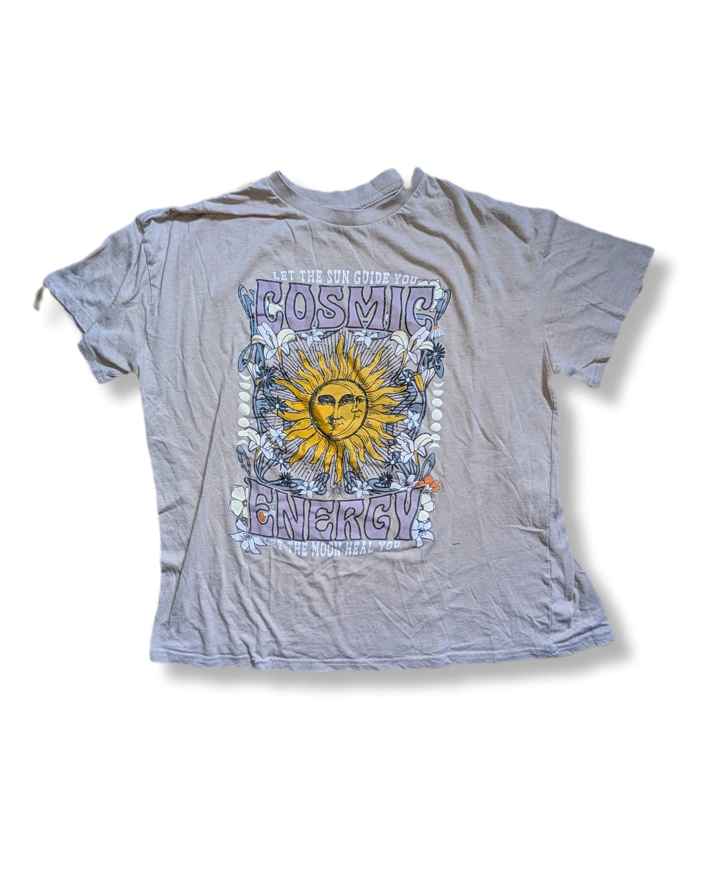 T-shirt beige à manches courtes de style bohème| Streetwear society | MÉDIUM