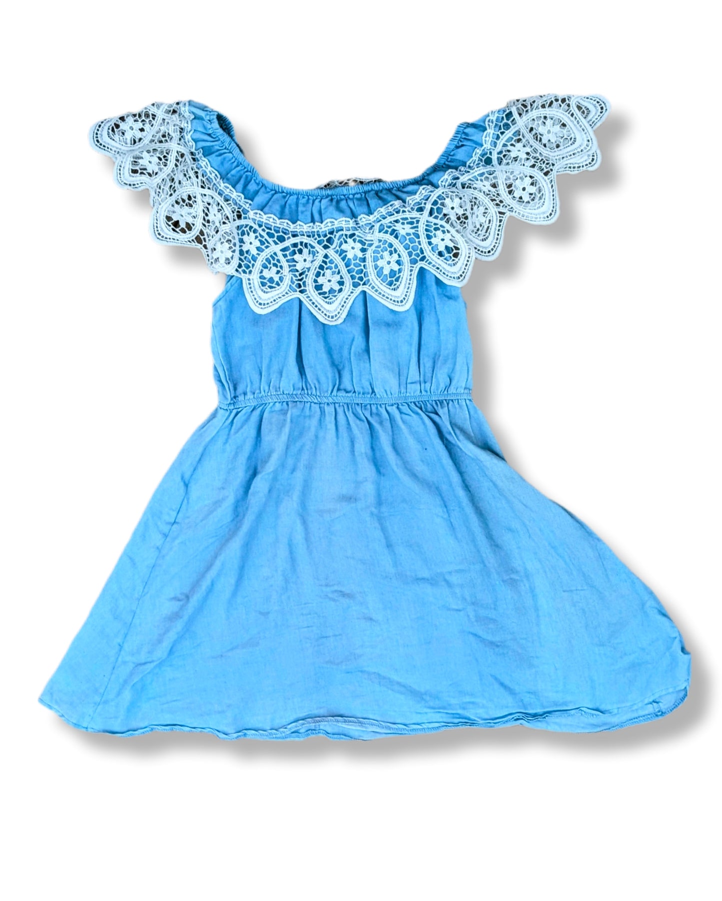 Robe courte style Bardot avec détails en dentelle au col | M