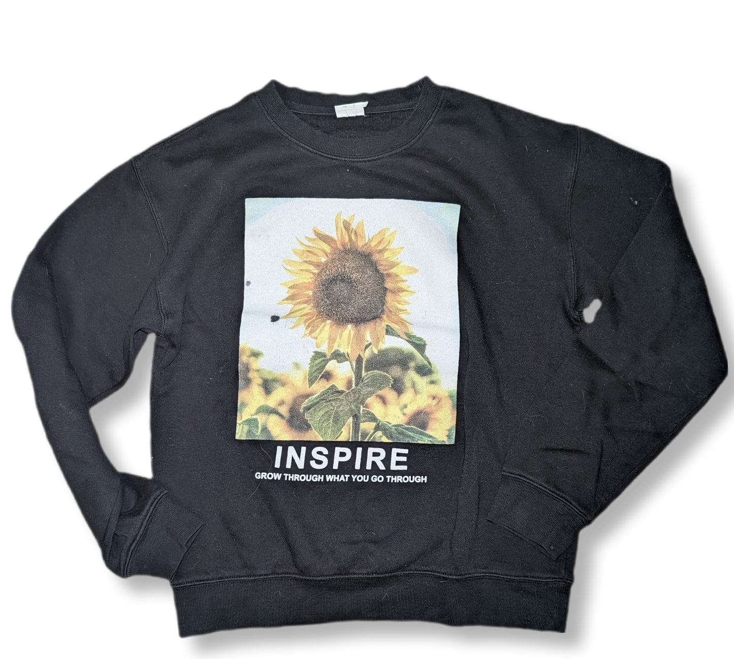 Chandail molletonné noir avec image de tournesol 🌻 | STREETWEAR SOCIETY | SMALL