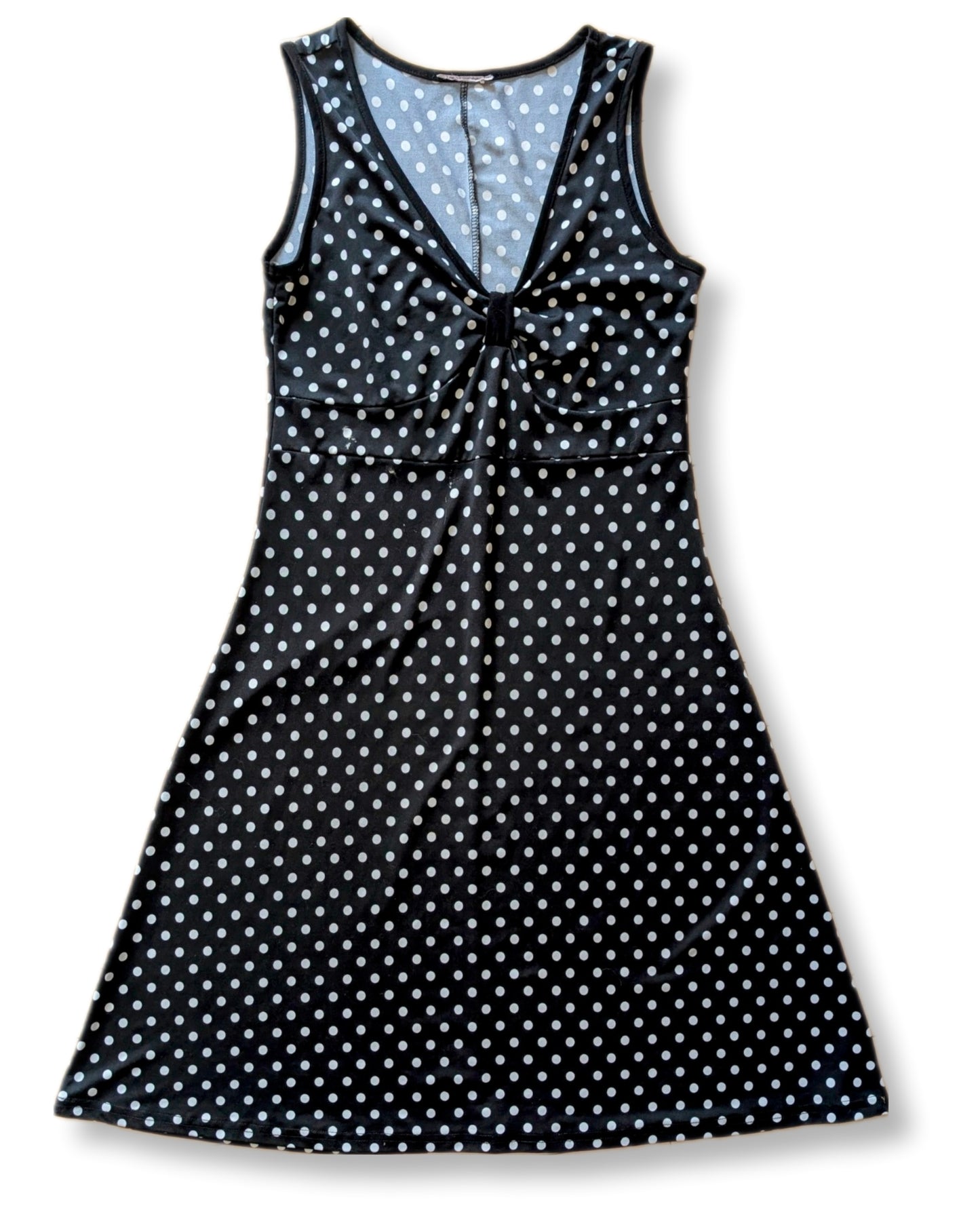 Robe à col en V sans manches style rétro | S