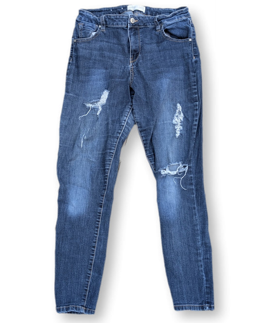 Jeans skinny taille haute avec effet usé et trous tendances | ARDÈNE | 13